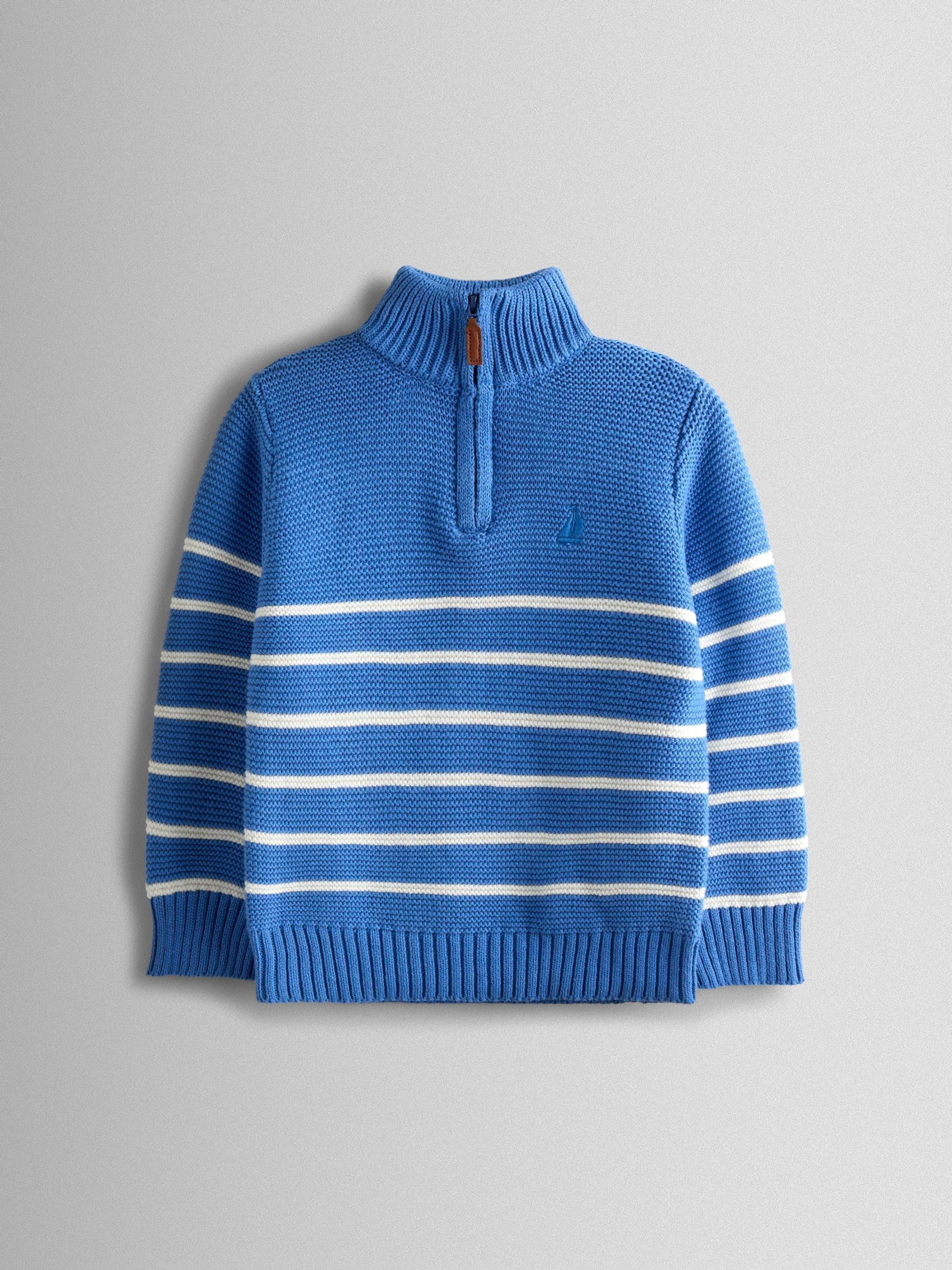 Blue Cream Stripe Stripe Half Zip Jumper - Image 1 of 4