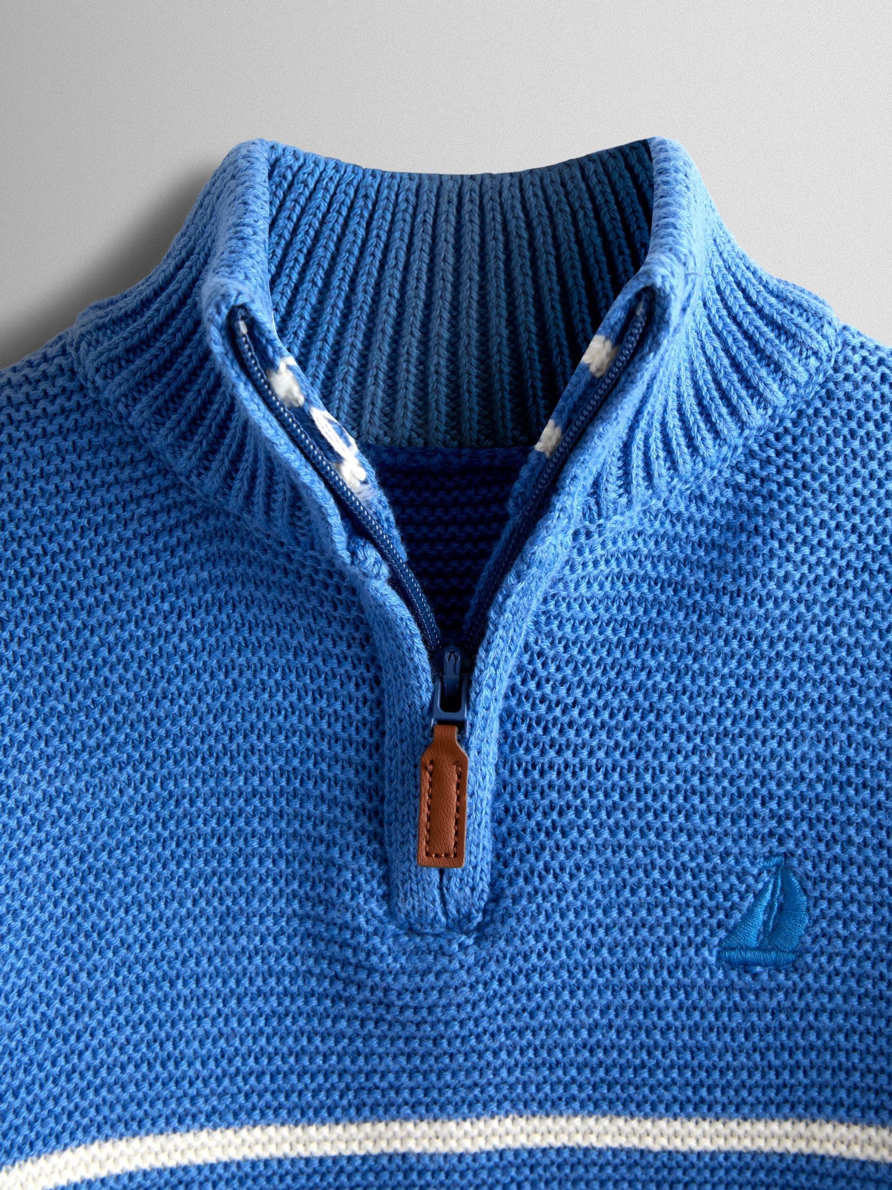 Blue Cream Stripe Stripe Half Zip Jumper - Image 3 of 4