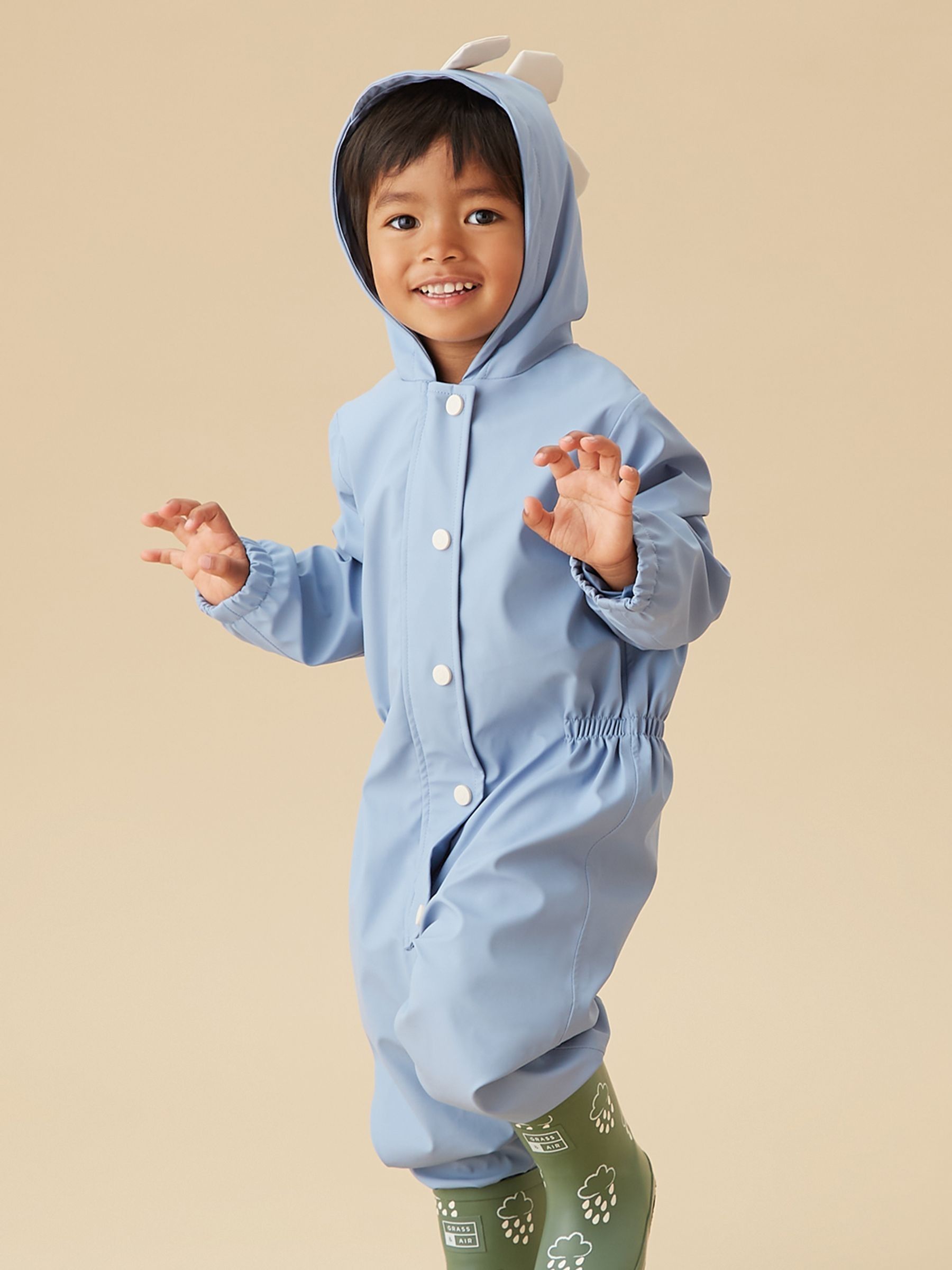 MORI Blue Dinosaur Lined Waterproof Puddlesuit - Image 1 of 7