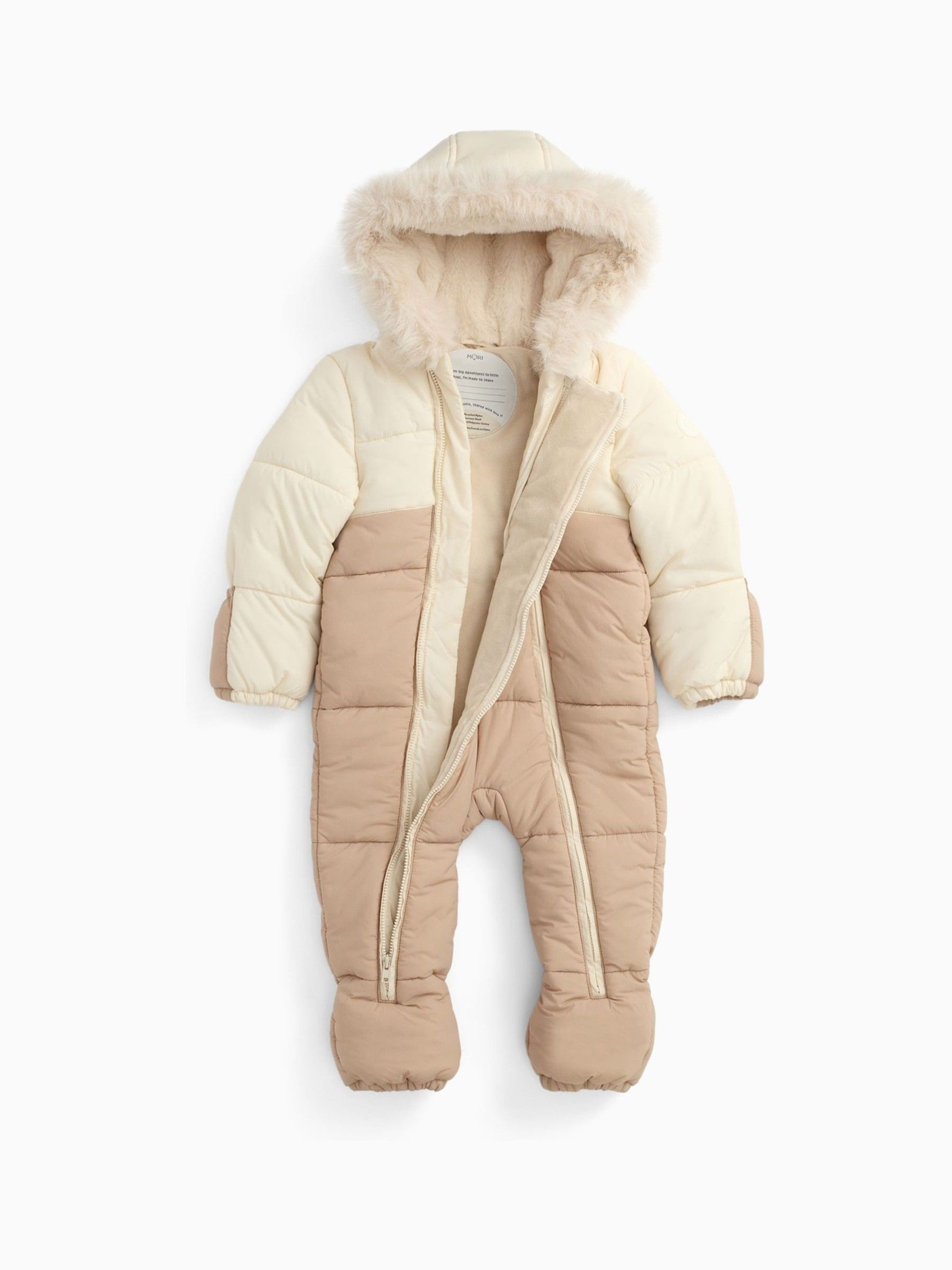 MORI Cream Cosy Zip-Up Lined Snowsuit - Image 1 of 5