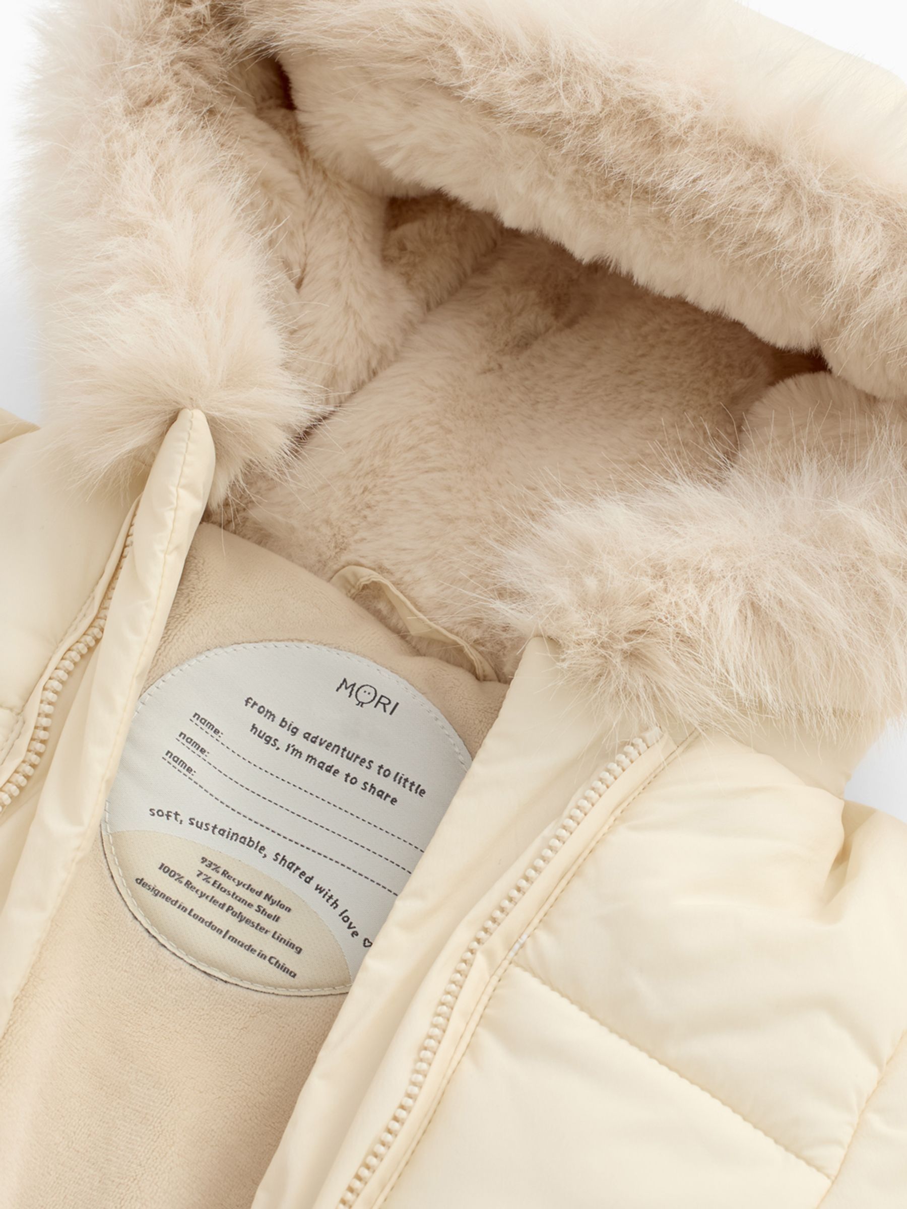 MORI Cream Cosy Zip-Up Lined Snowsuit - Image 3 of 5