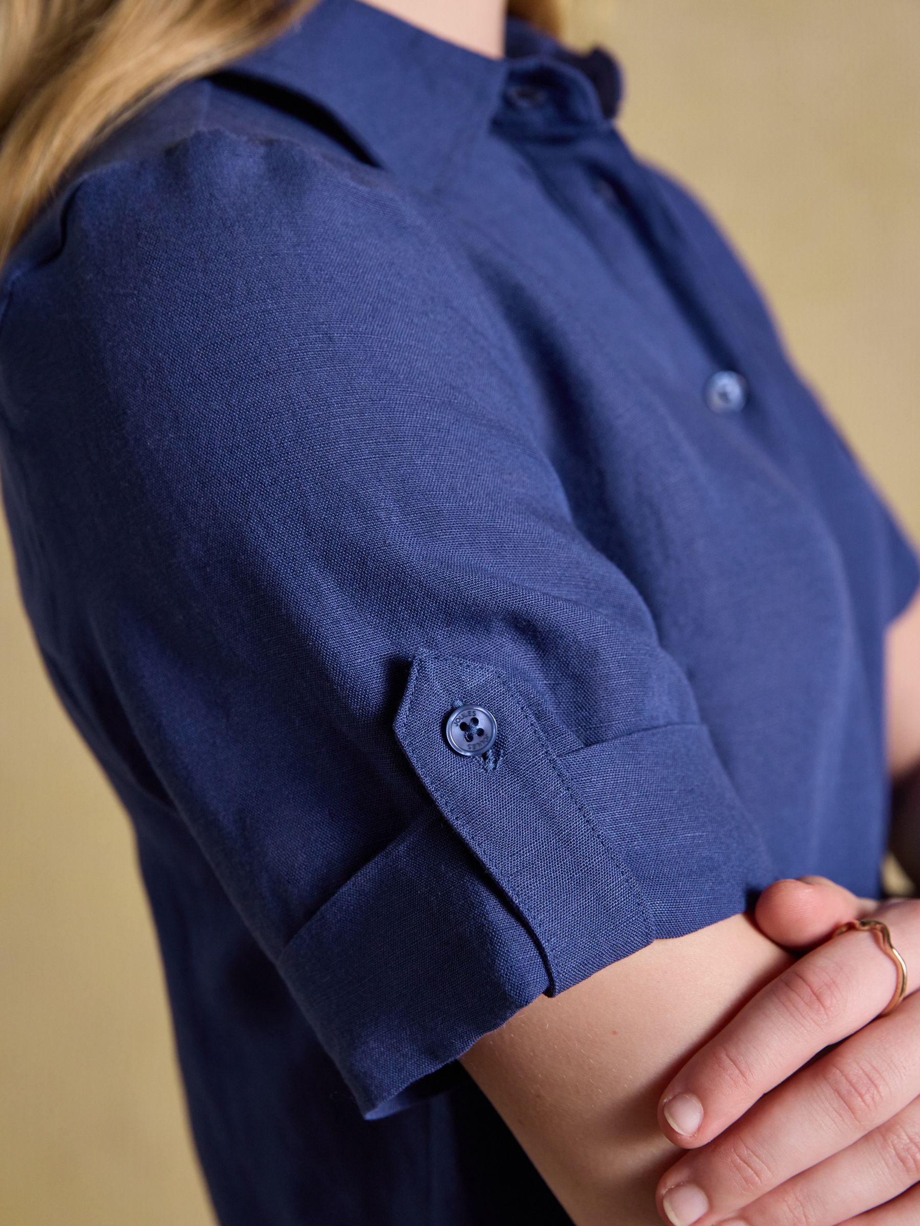 Thea Navy Shirt Dress With Bias Hem Frill - Image 3 of 7