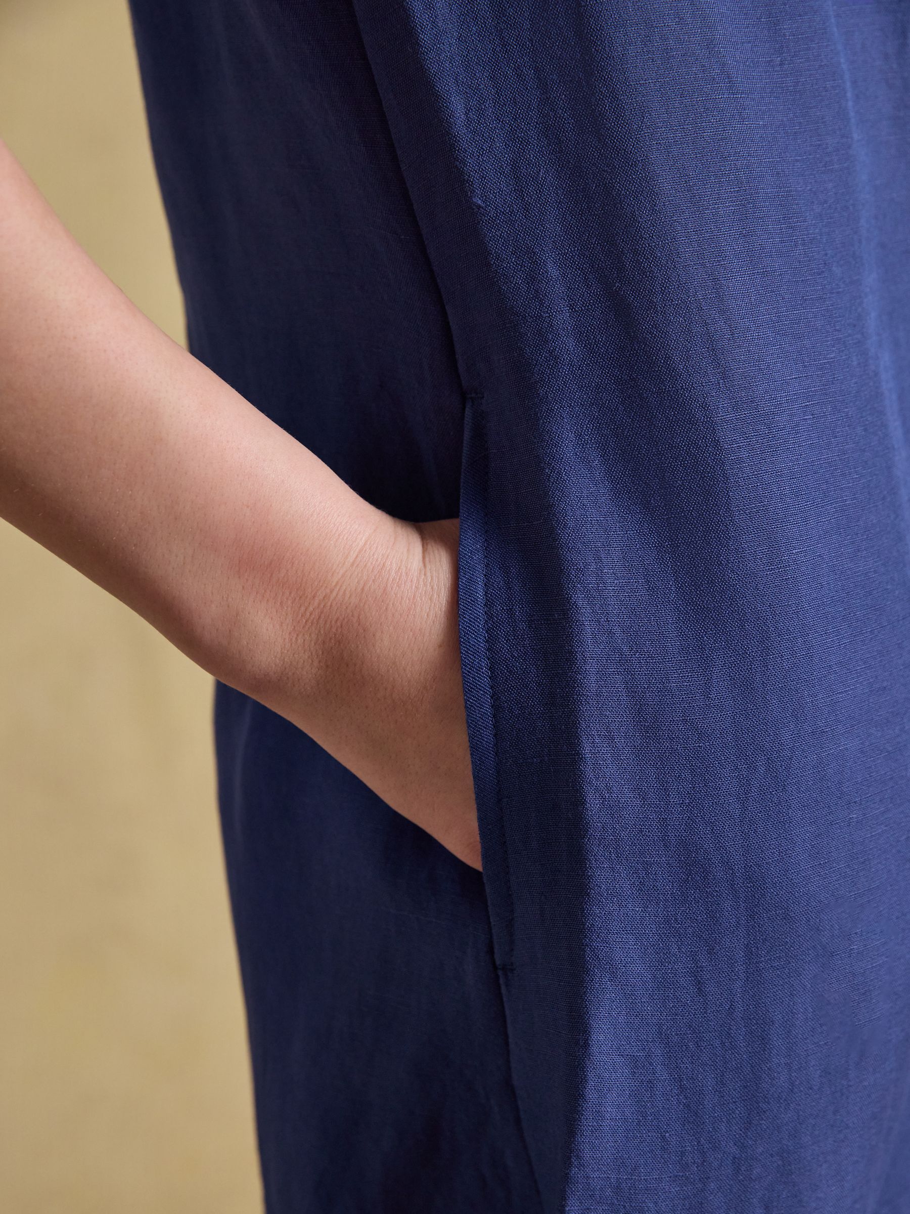 Thea Navy Shirt Dress With Bias Hem Frill - Image 5 of 7