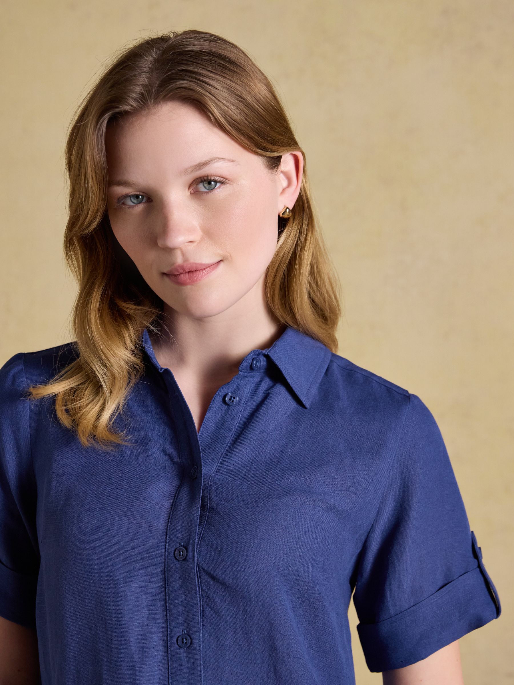 Thea Navy Shirt Dress With Bias Hem Frill - Image 6 of 7