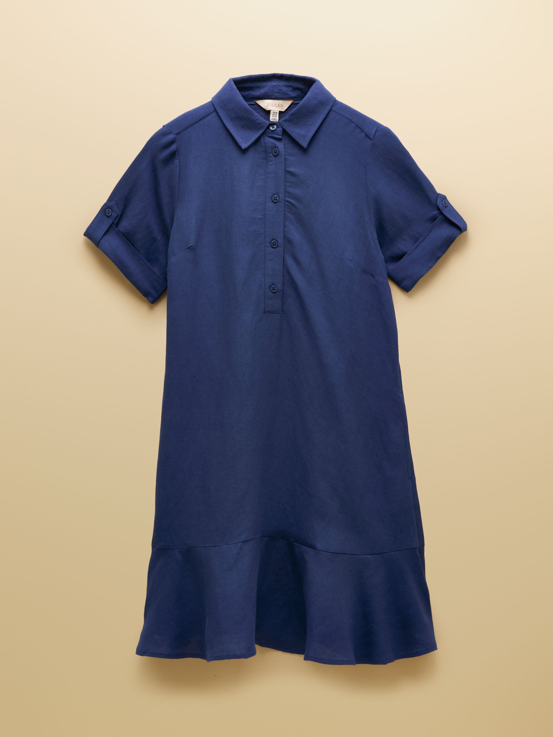 Thea Navy Shirt Dress With Bias Hem Frill - Image 7 of 7
