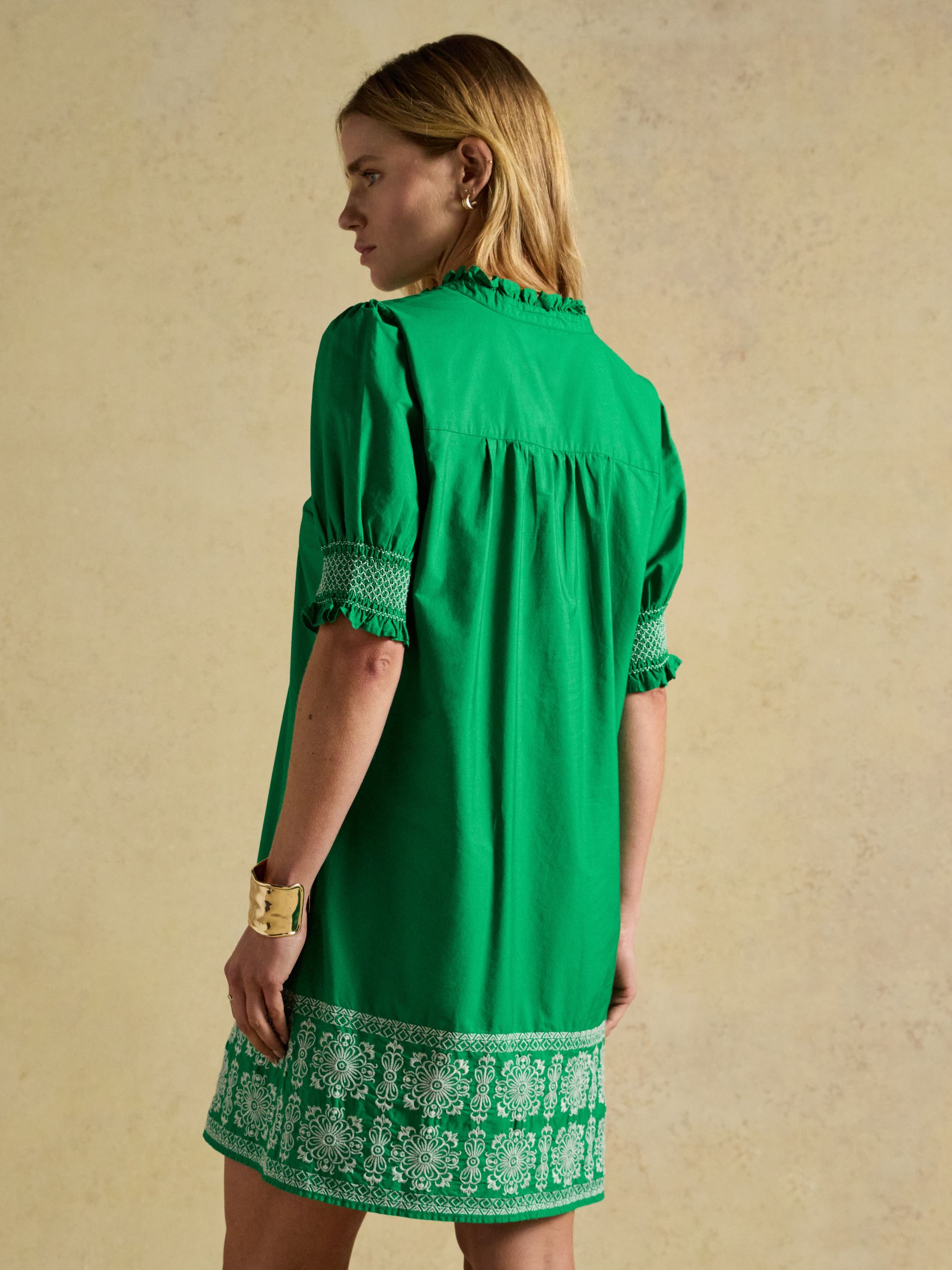 Layla Green Short Sleeved Broderie Trim Mini Dress - Image 2 of 8