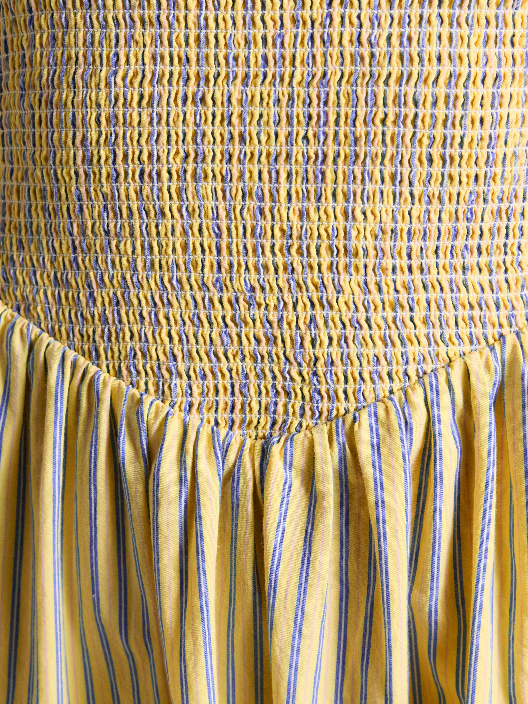 Stephanie Yellow Striped Smocked Midi Summer Dress - Image 9 of 10