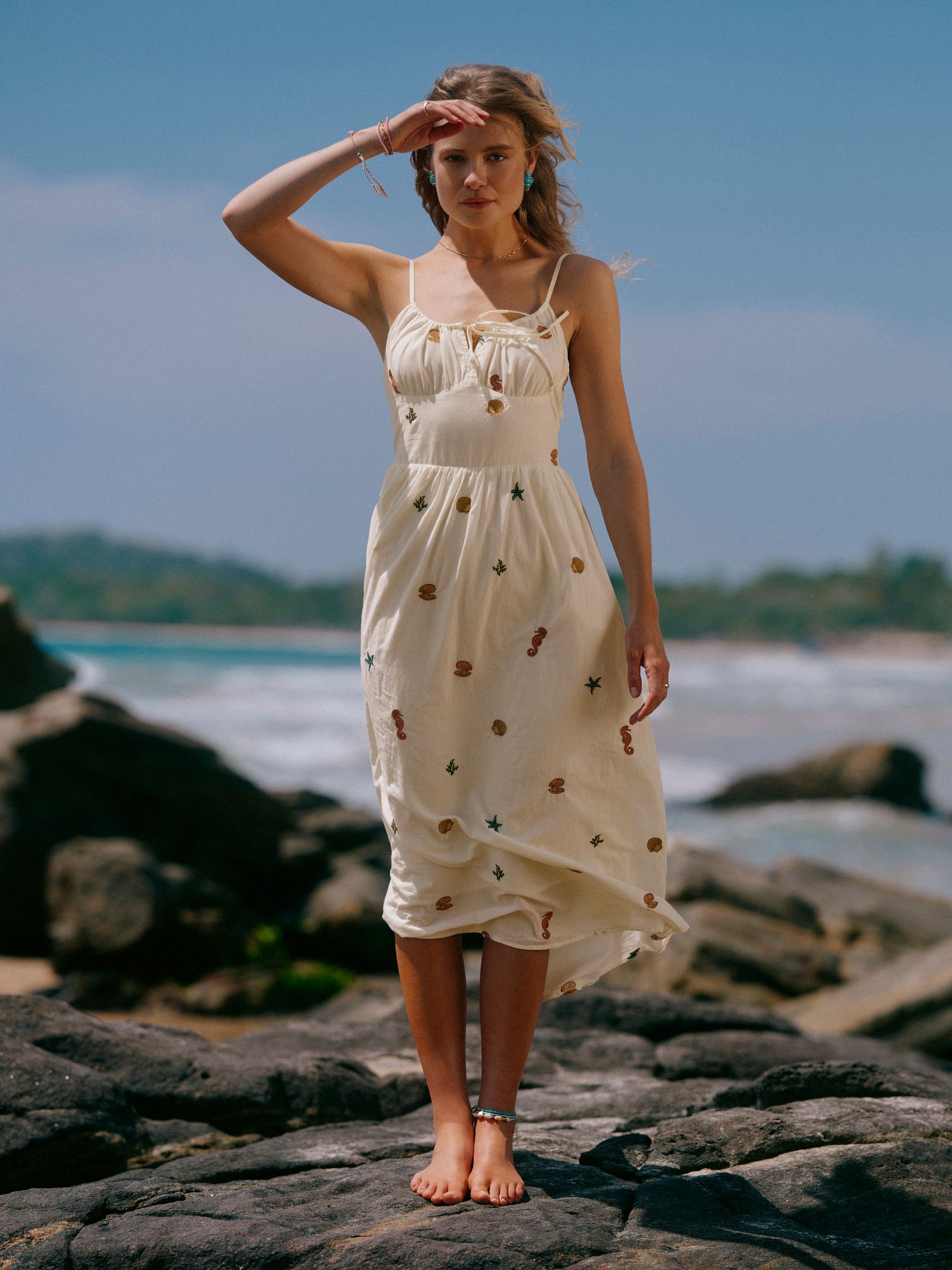 joules beach dress Brooke Green/Pink Printed Beach Dress