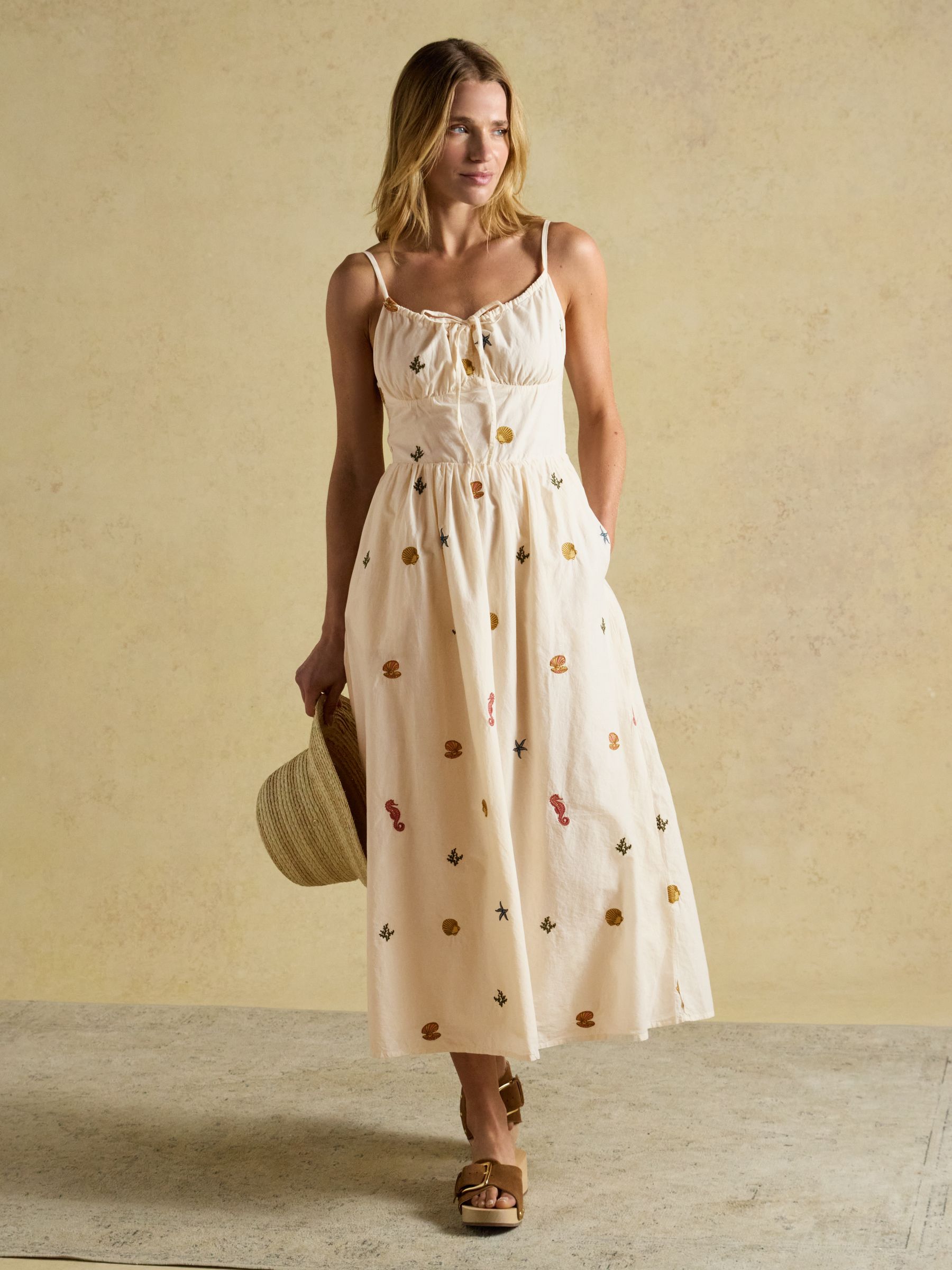 Chloe Cream Sea Embroidered Midi Dress - Image 4 of 11