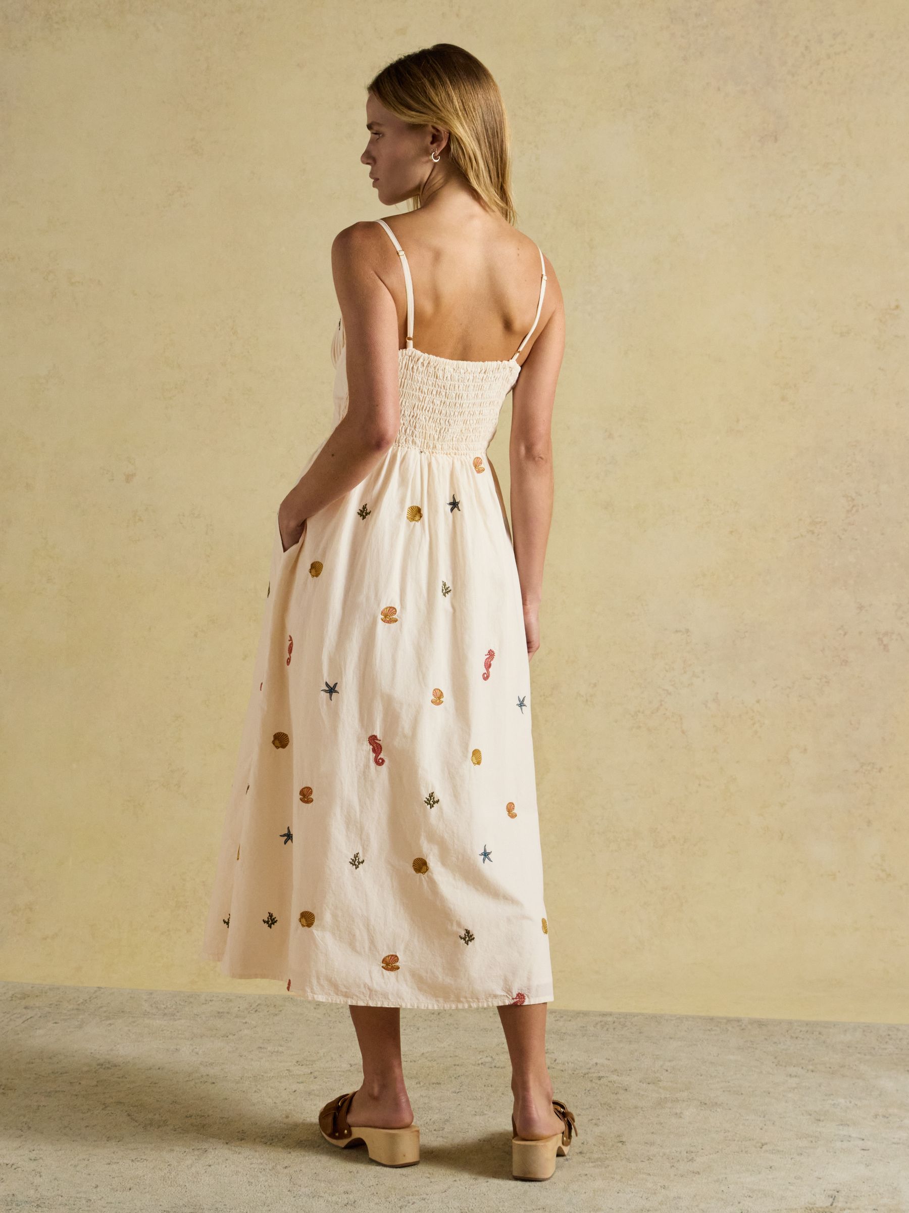 Chloe Cream Sea Embroidered Midi Dress - Image 5 of 11