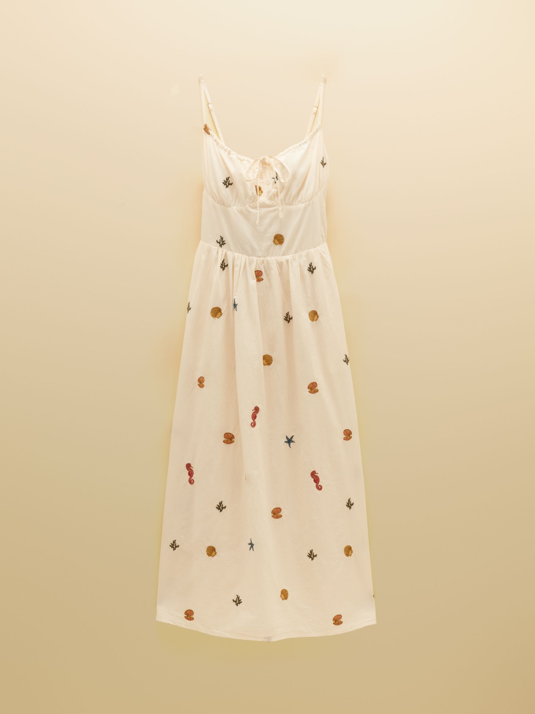 Chloe Cream Embroidered Cotton Midi Dress - Image 8 of 8