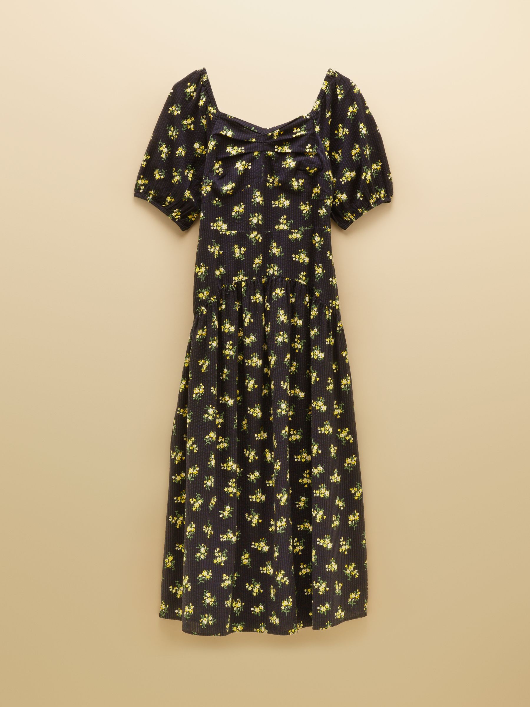 Harper Black & Yellow Ditsy Textured Midi Summer Dress - Image 6 of 6