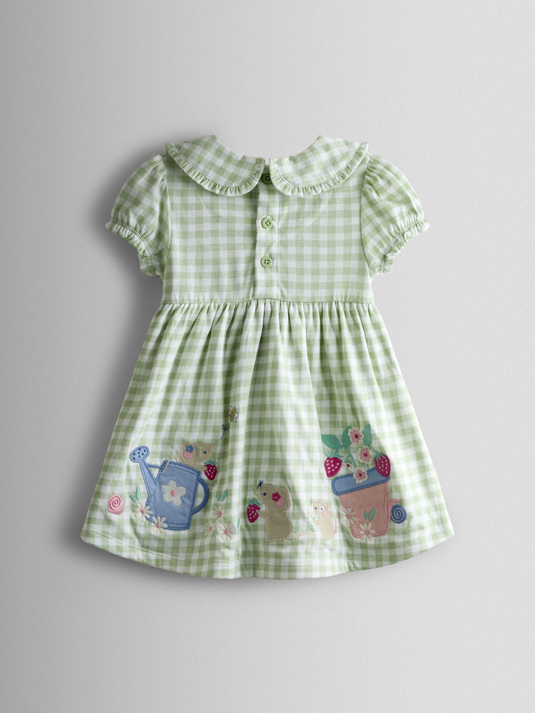 Green Garden Mouse Appliqué Frill Collar Baby Dress - Image 3 of 7