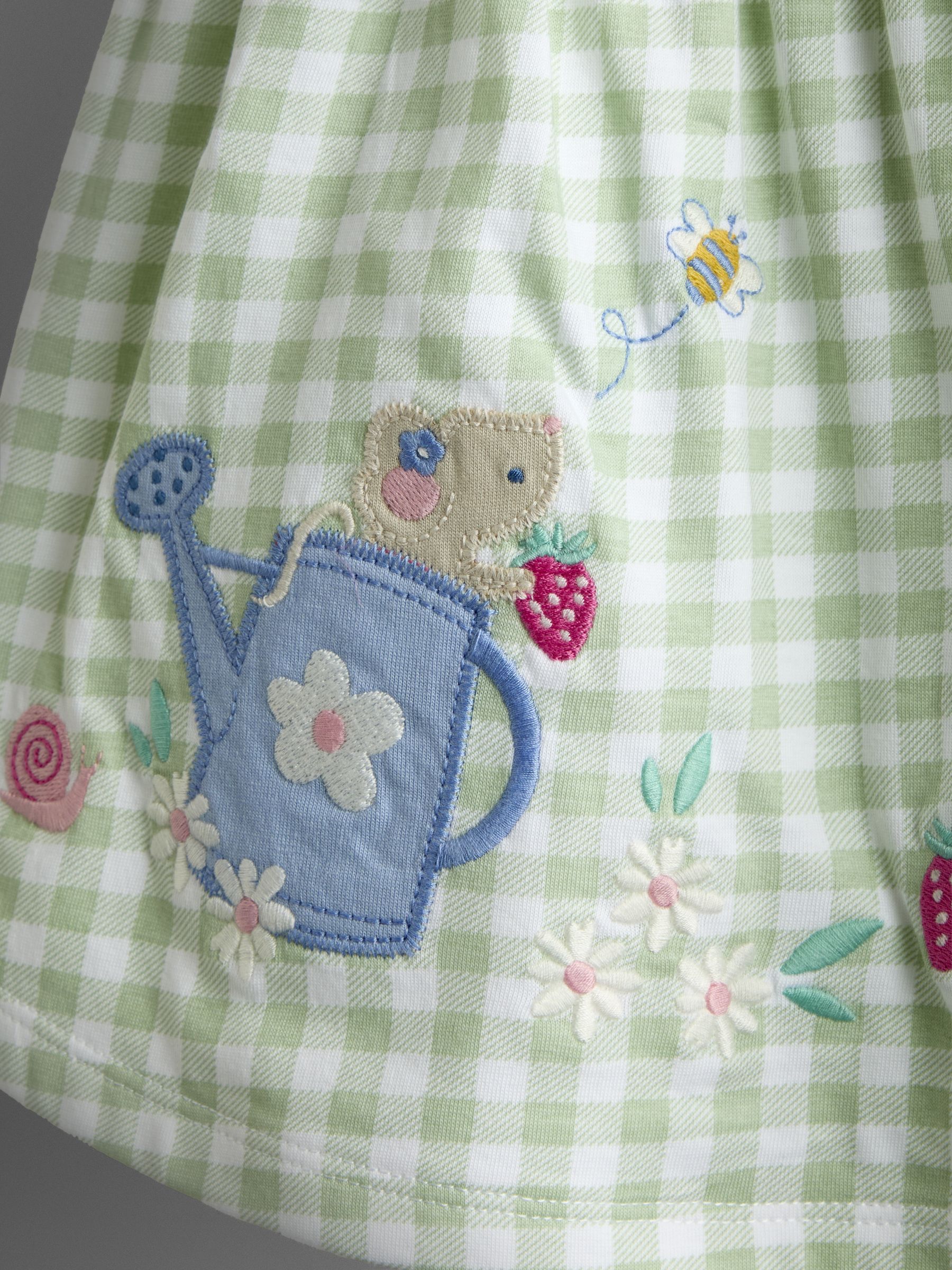 Green Garden Mouse Appliqué Frill Collar Baby Dress - Image 6 of 7