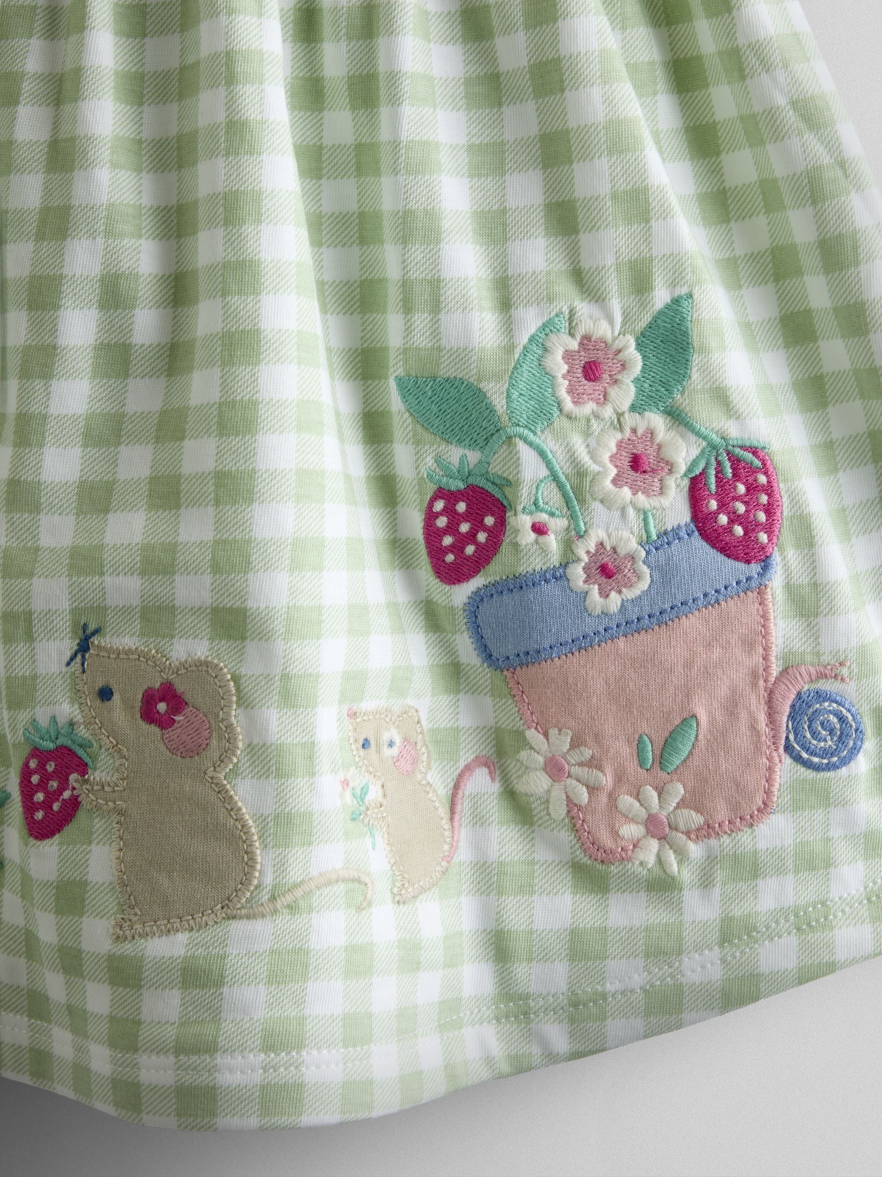 Green Garden Mouse Appliqué Frill Collar Baby Dress - Image 7 of 7
