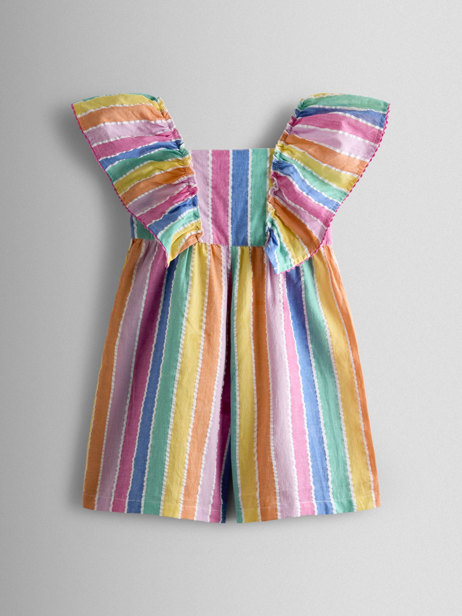Pink Rainbow Stripe Frill Shoulder Playsuit - Image 1 of 4