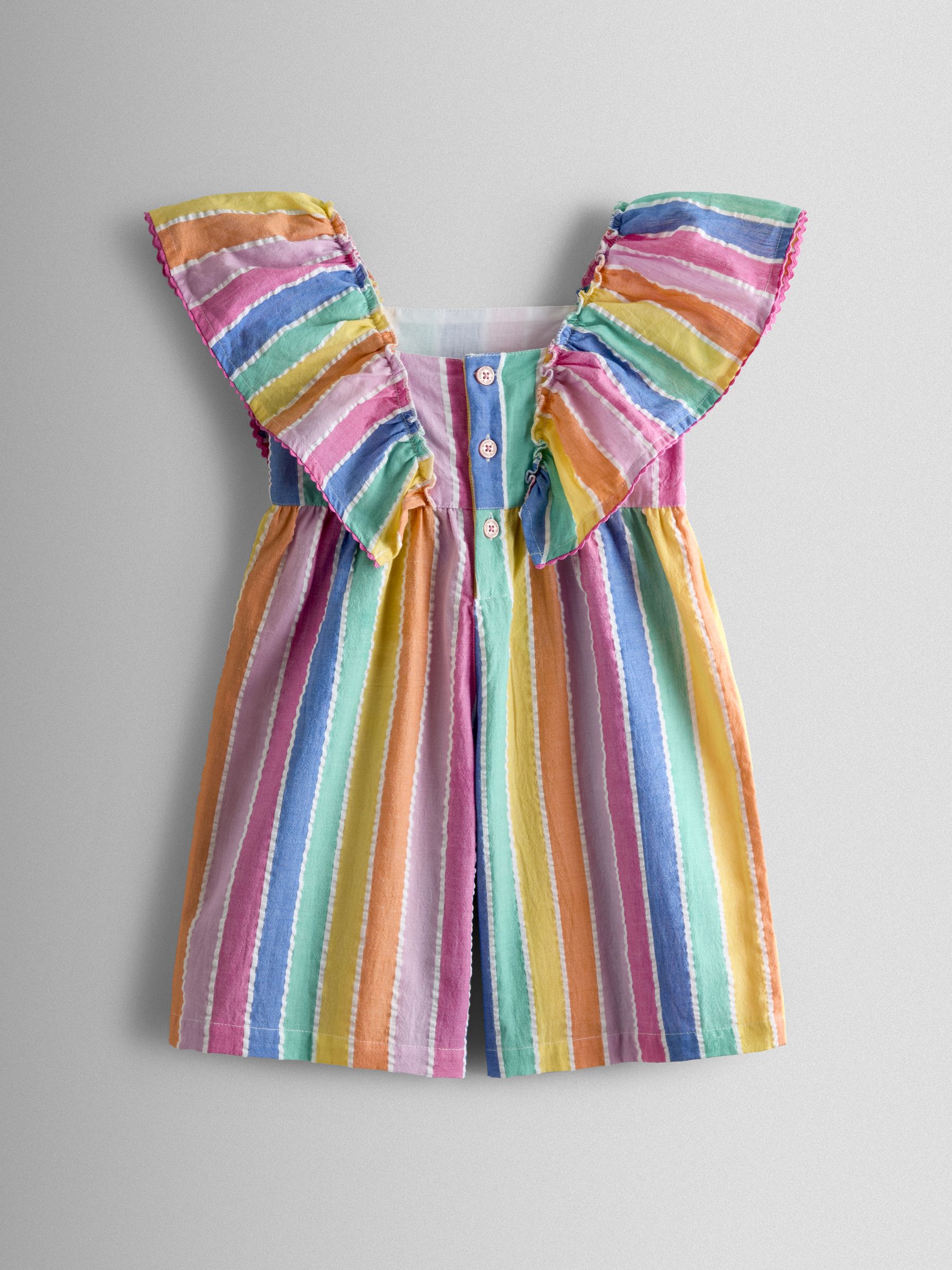Pink Rainbow Stripe Frill Shoulder Playsuit - Image 2 of 4