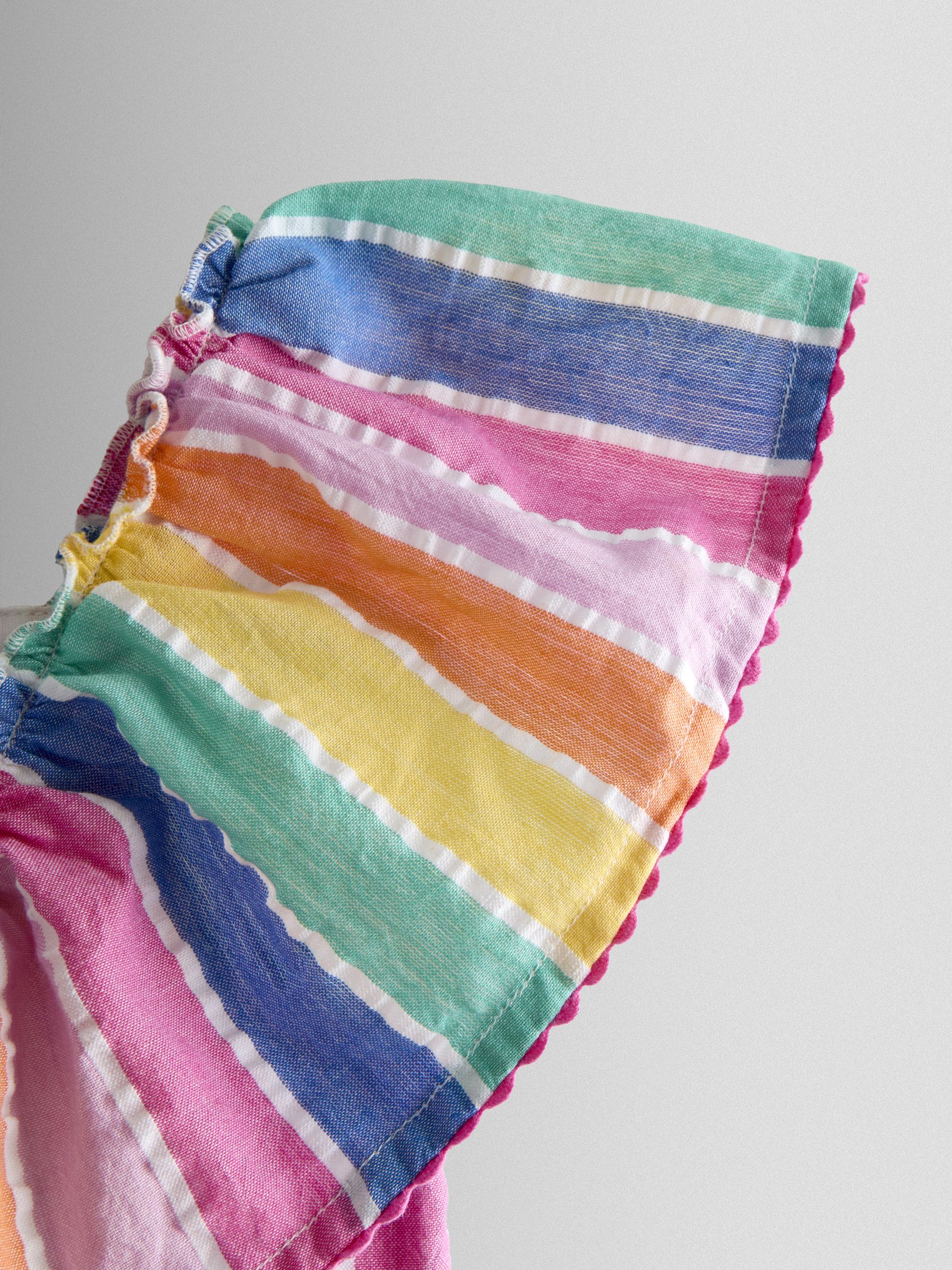 Pink Rainbow Stripe Frill Shoulder Playsuit - Image 5 of 5