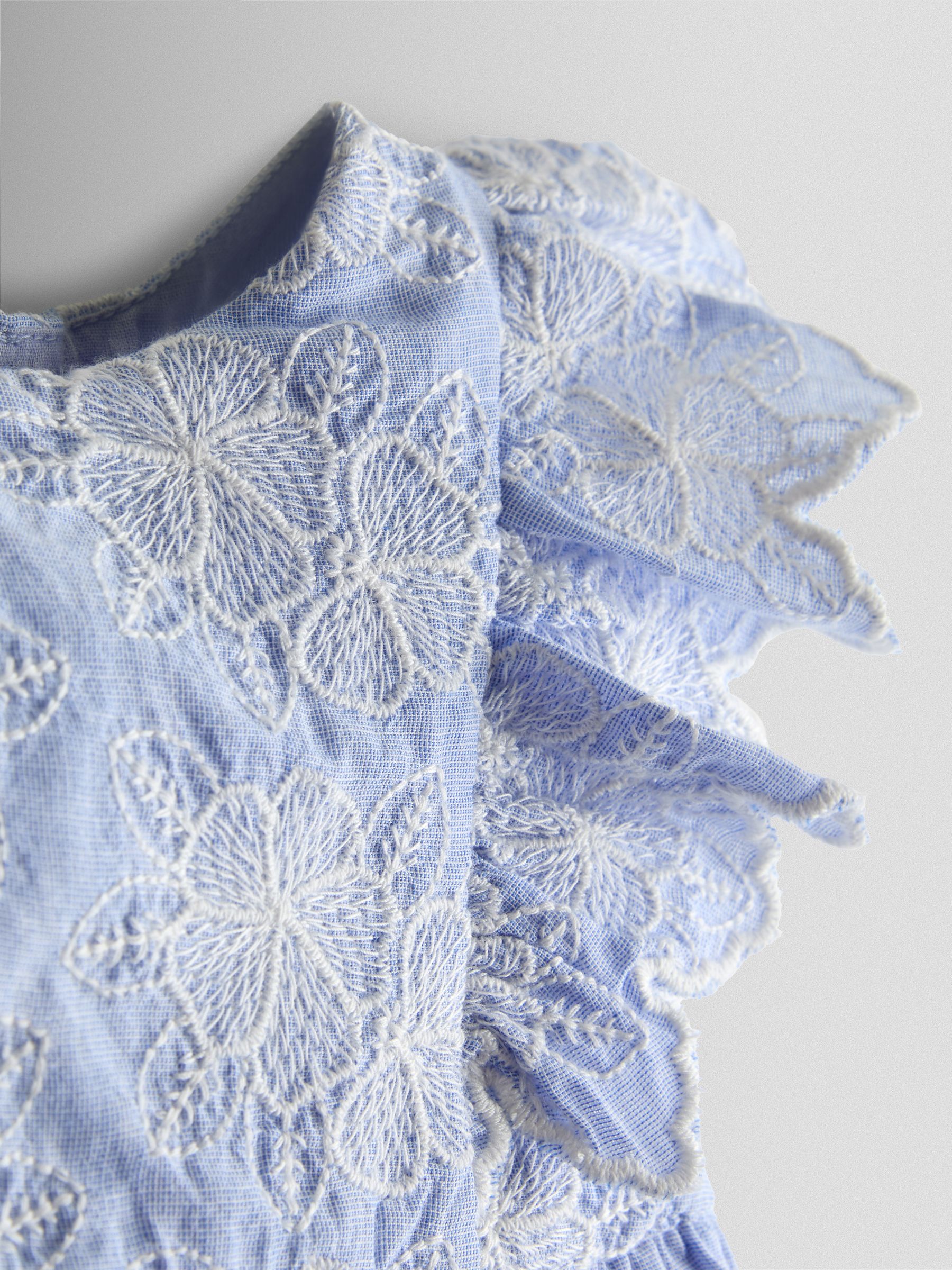 Blue Broderie Dress, Bloomers & Headband Set - Image 6 of 7