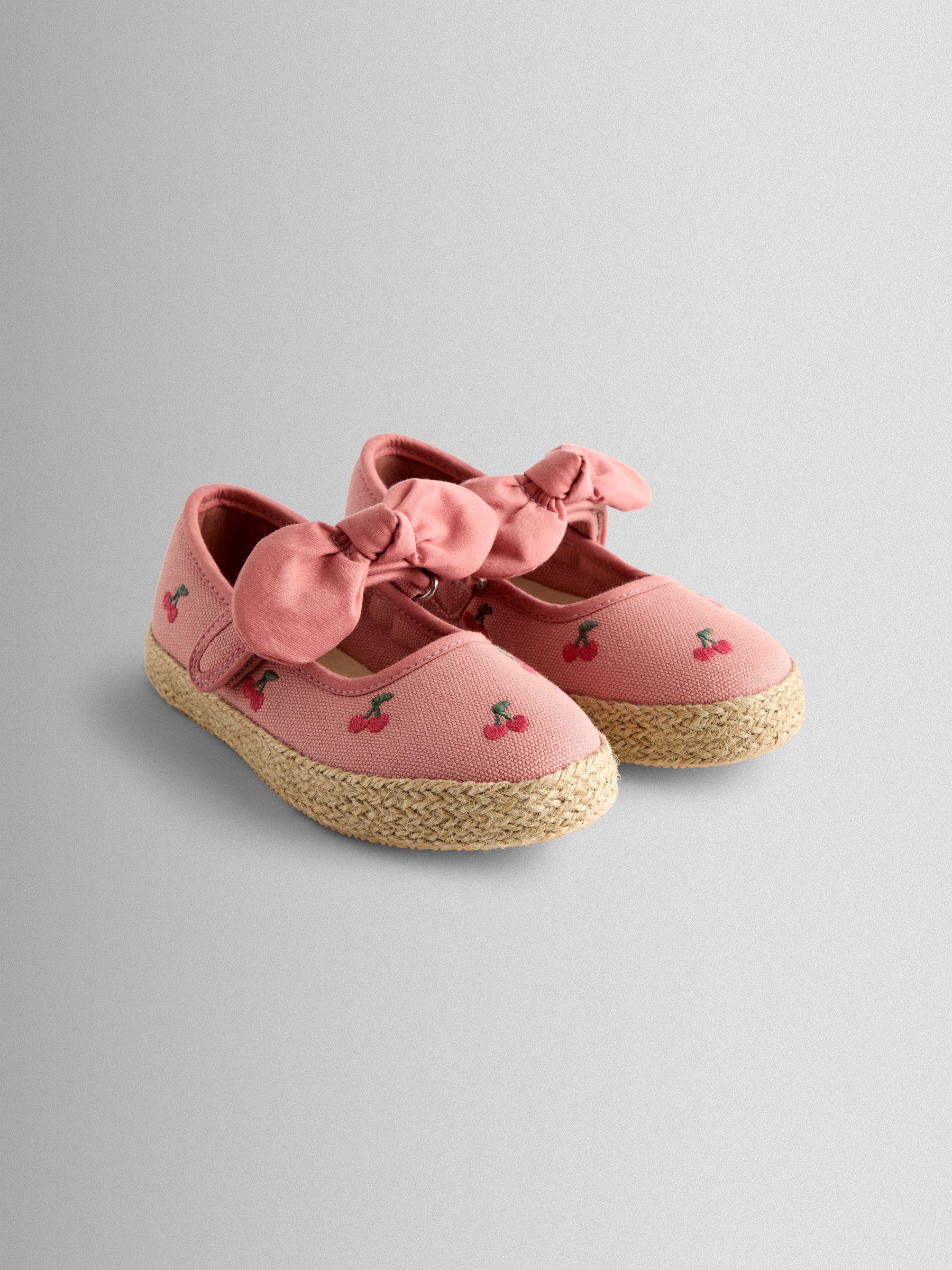 Salmon Pink Cherry Bow Strap Ballet Pumps - Image 1 of 4 Salmon Pink Cherry Bow Strap Ballet Pumps - Image 1 of 4