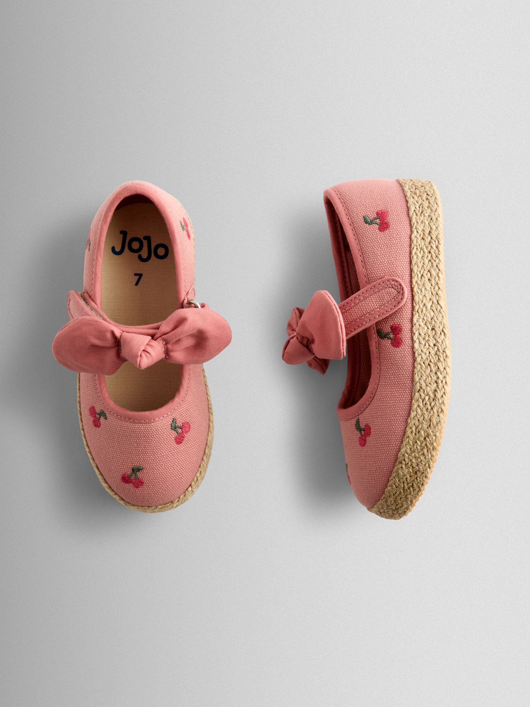 Salmon Pink Cherry Bow Strap Ballet Pumps - Image 3 of 4