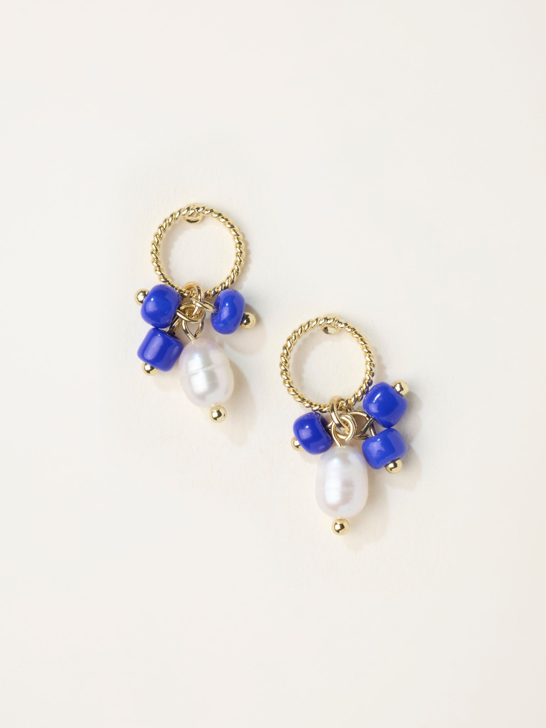 Blue Beaded Drop Earrings - Image 1 of 2