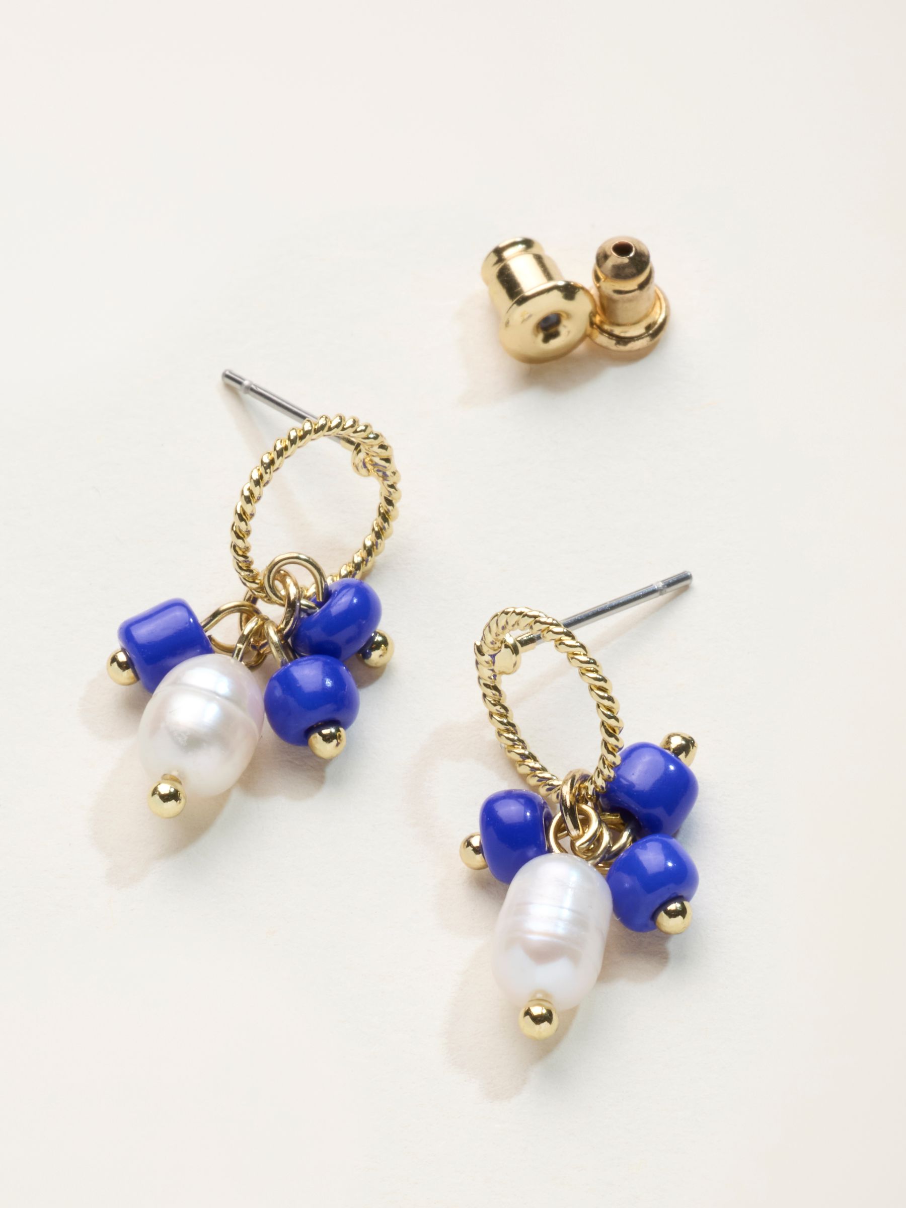 Blue Beaded Drop Earrings - Image 2 of 2