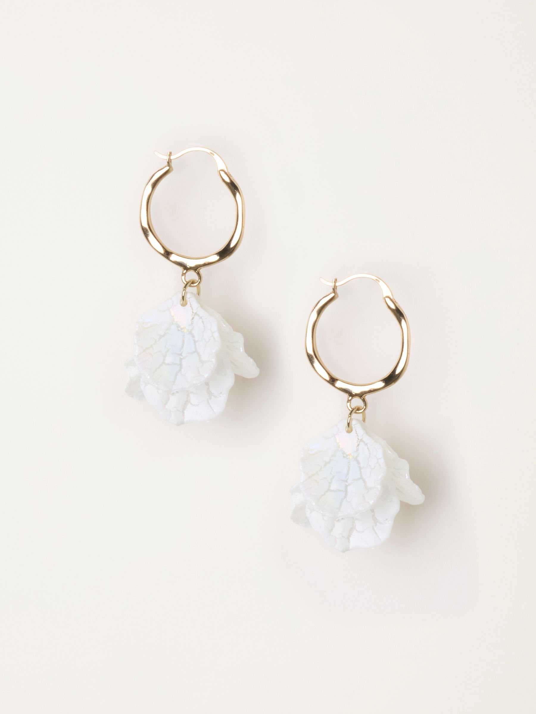 White Petal Drop Earrings - Image 1 of 2