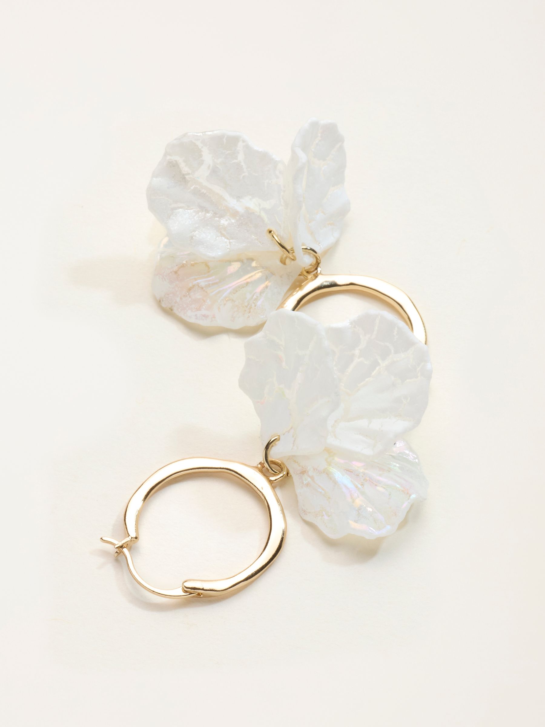White Petal Drop Earrings - Image 2 of 2