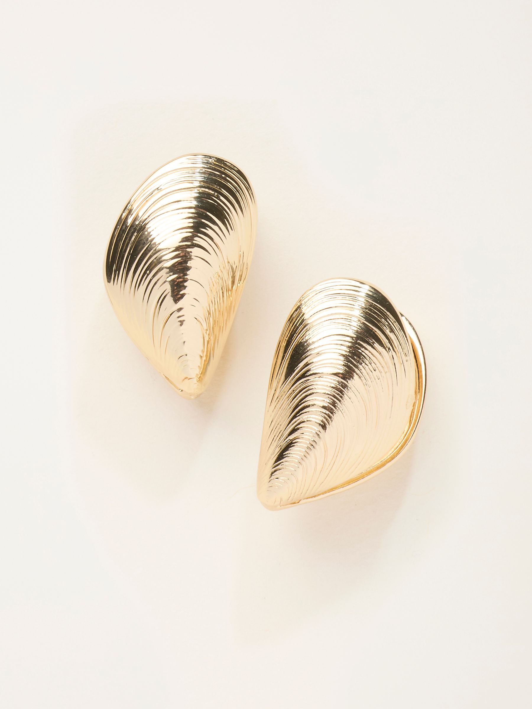 Gold Tone Large Shell Earrings - Image 1 of 2