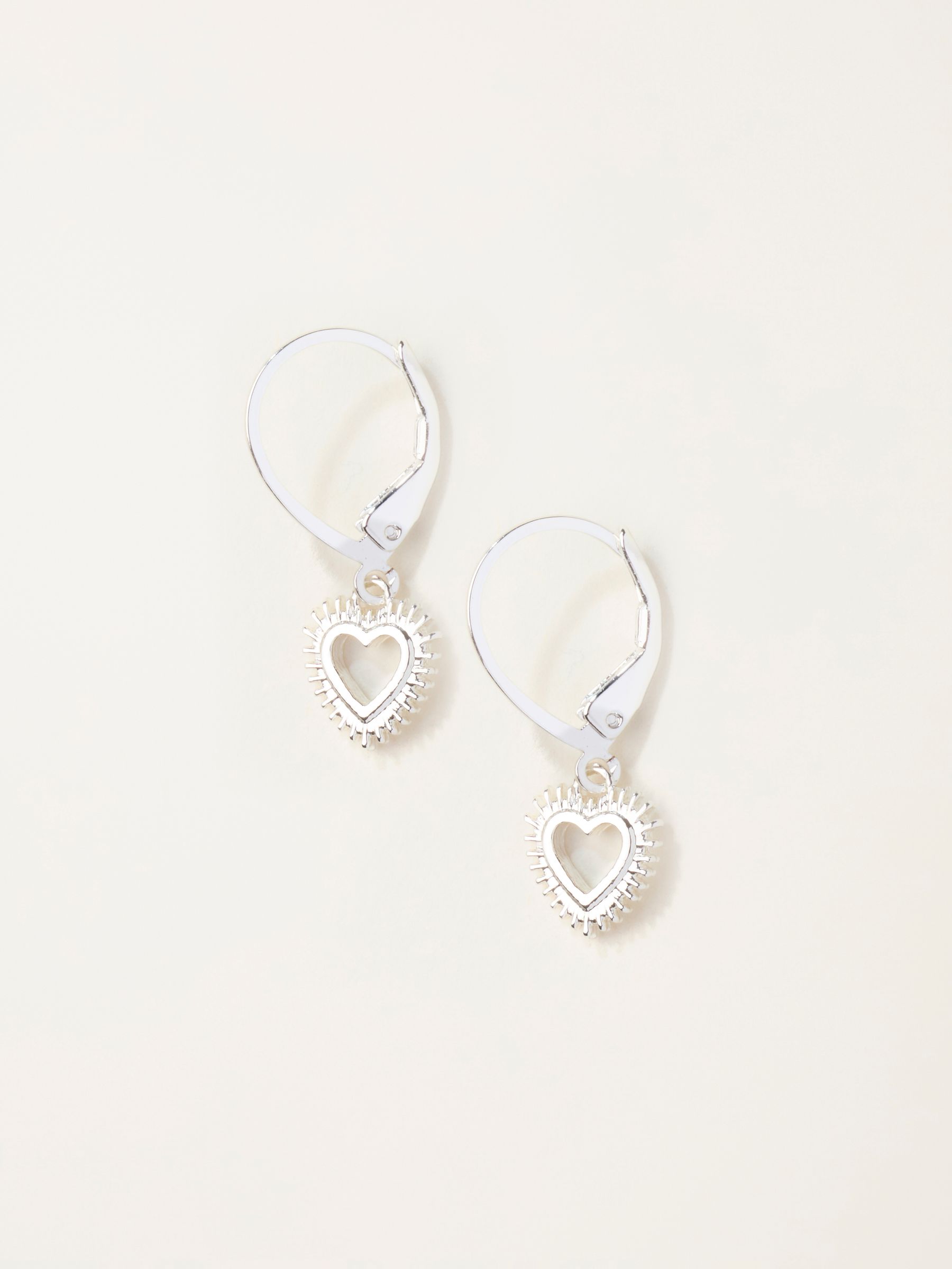 Silver Tone Heart Burst Earrings - Image 1 of 2