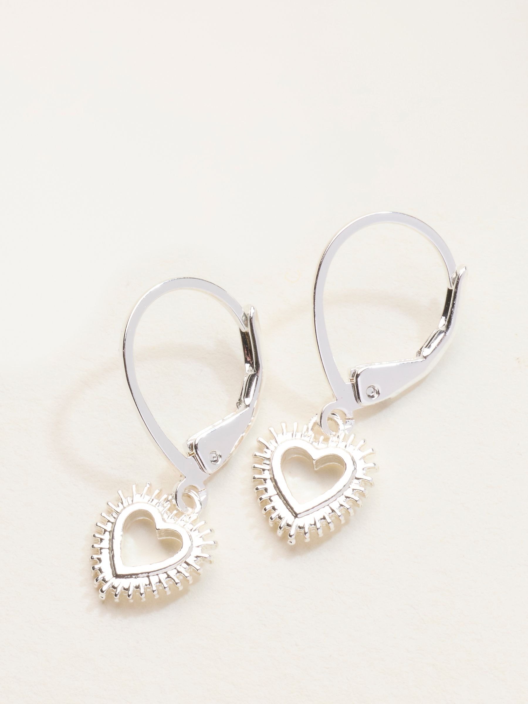 Silver Tone Heart Burst Earrings - Image 2 of 2
