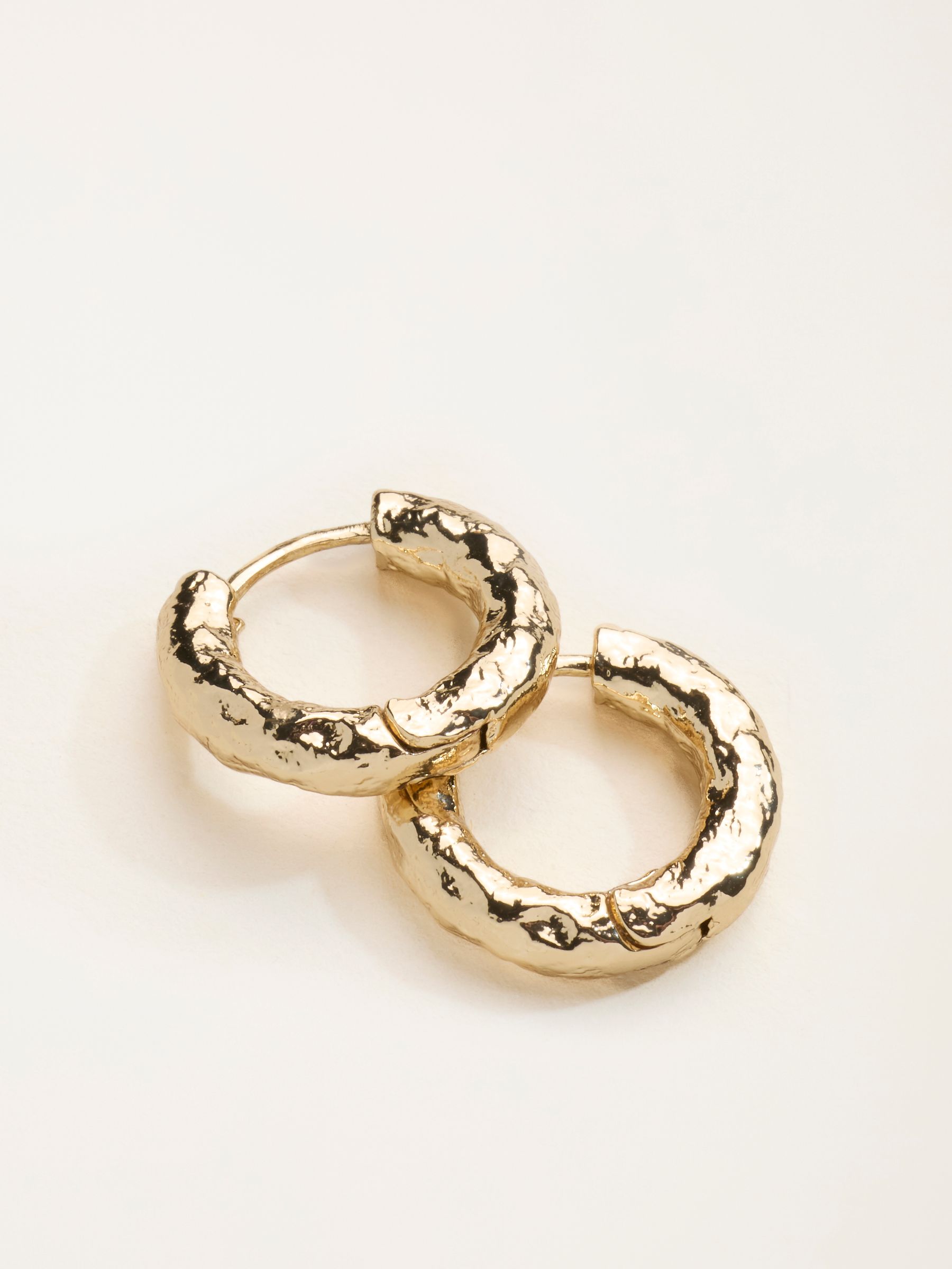 Gold Tone Hammered Hoop Earrings - Image 2 of 2