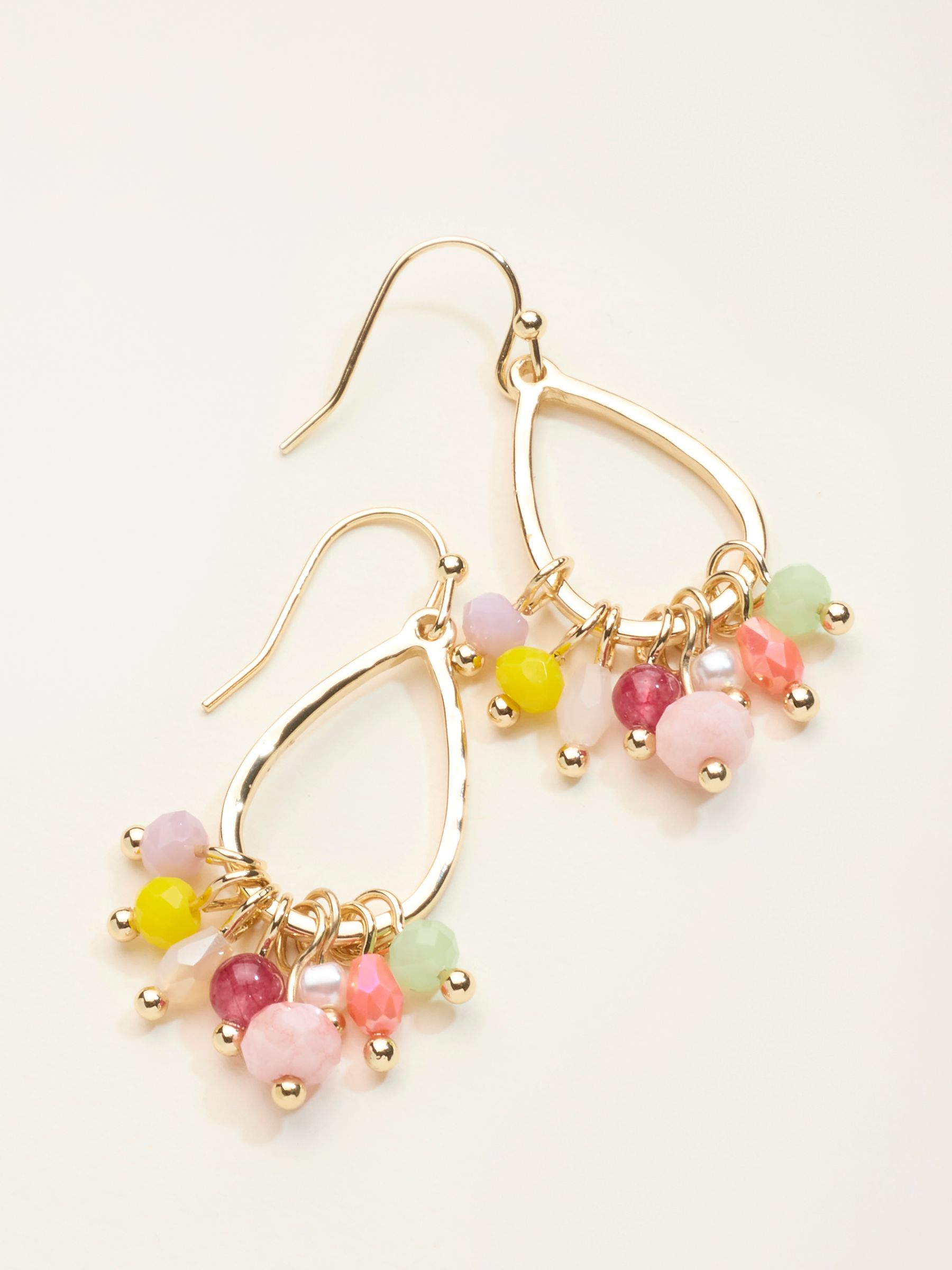 Gold Tone Beaded Drop Earrings - Image 2 of 2