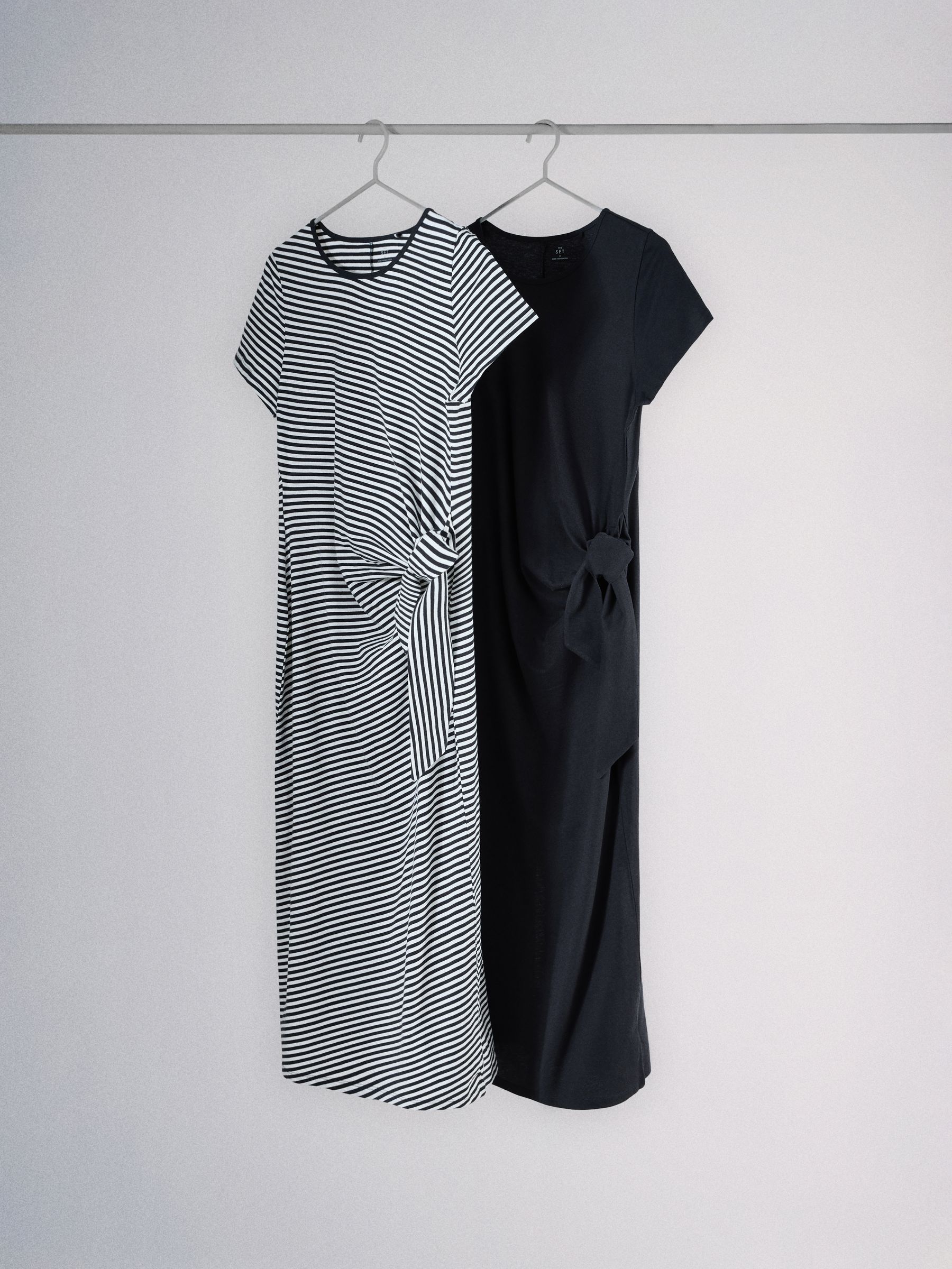 2 Pack Tie Front Knotted Maxi Dress Navy/Stripe - Image 1 of 3