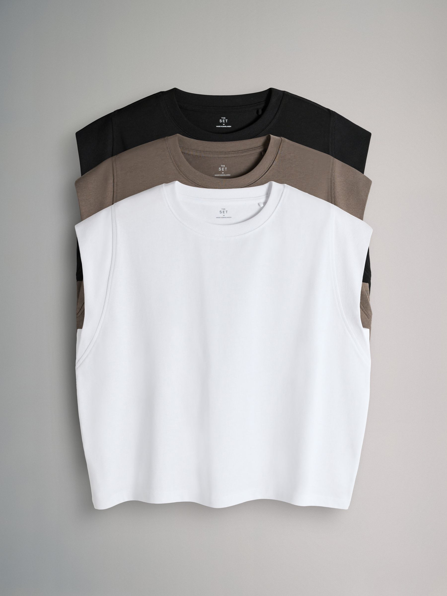 3 Pack Cap Sleeve T-Shirt Black/Chocolate Brown/White - Image 2 of 6