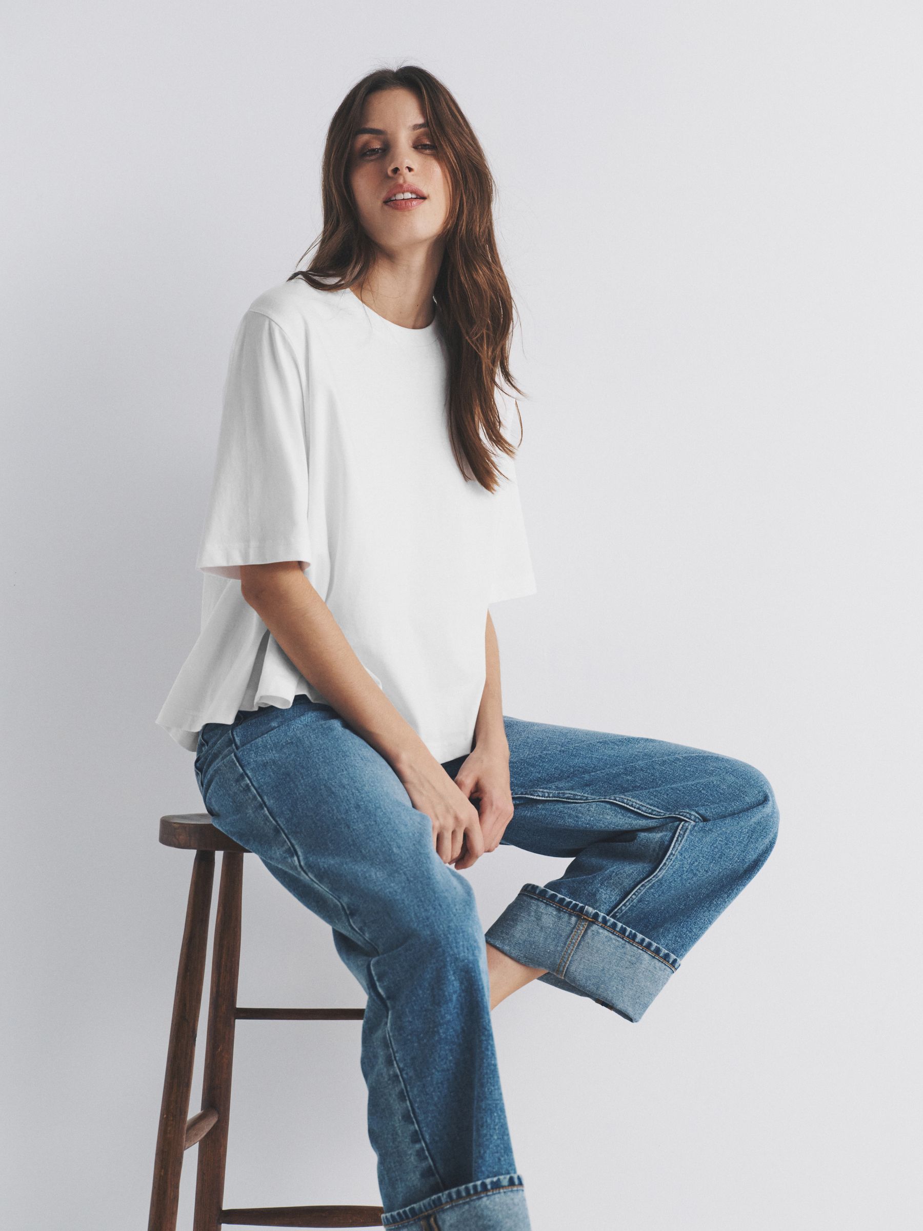 3 Pack Crew Neck Short Sleeve Swing T-Shirt Black/White/Stripe - Image 4 of 6