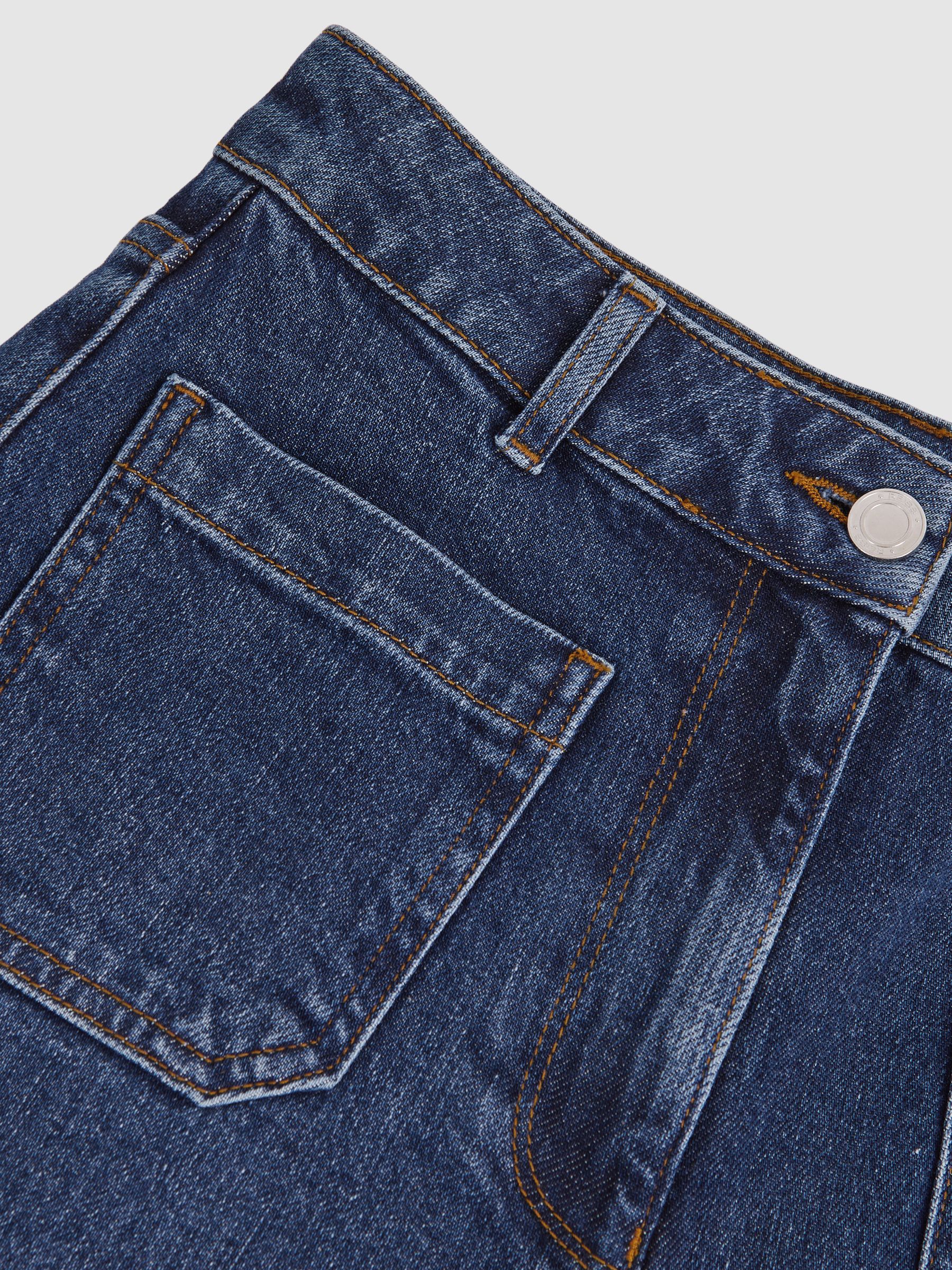 Petite Straight-Leg Patch-Pocket Jeans in Mid Blue - image 3