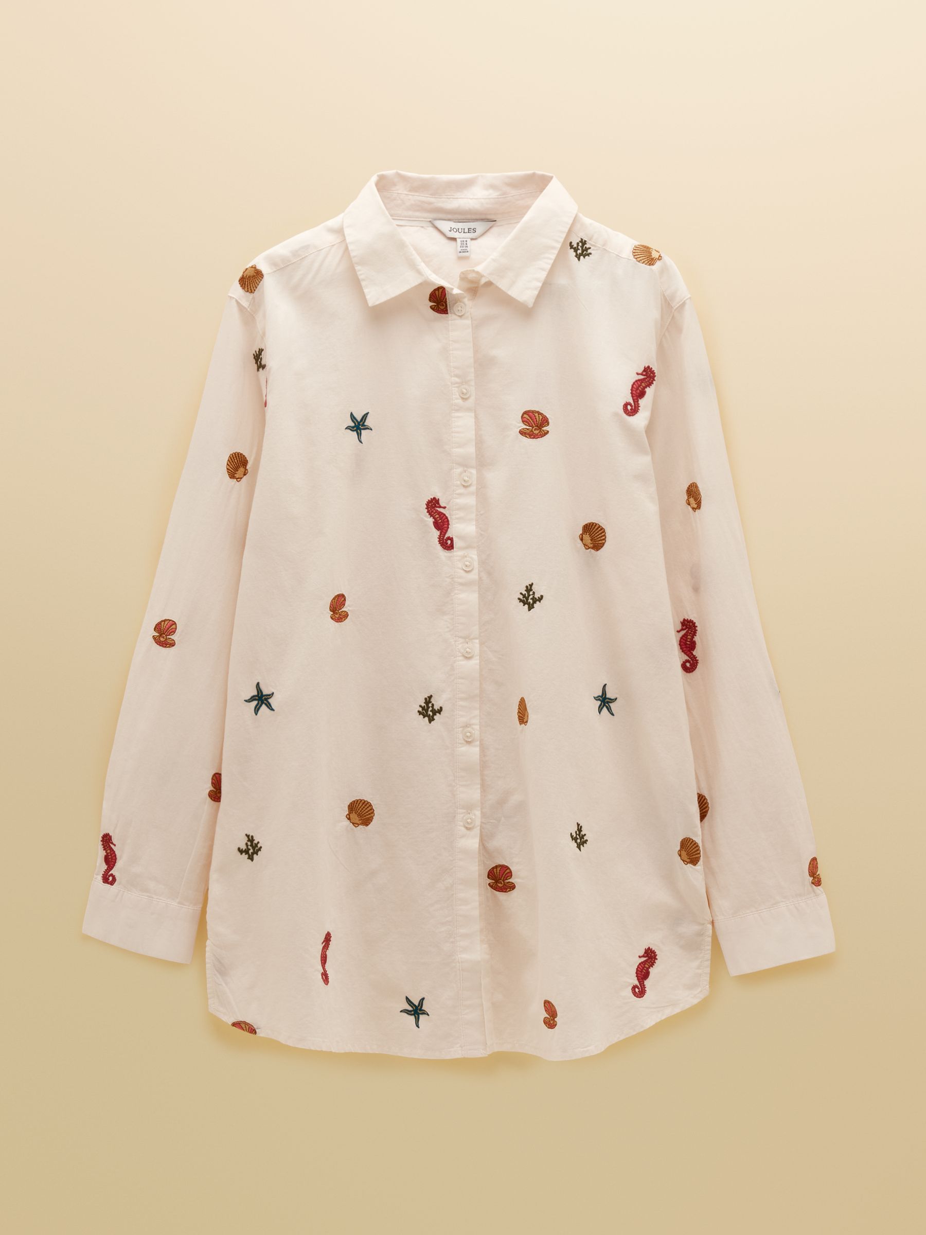 Sophia Cream Embroidered Holiday Icons Longline Cotton Shirt - Image 8 of 8