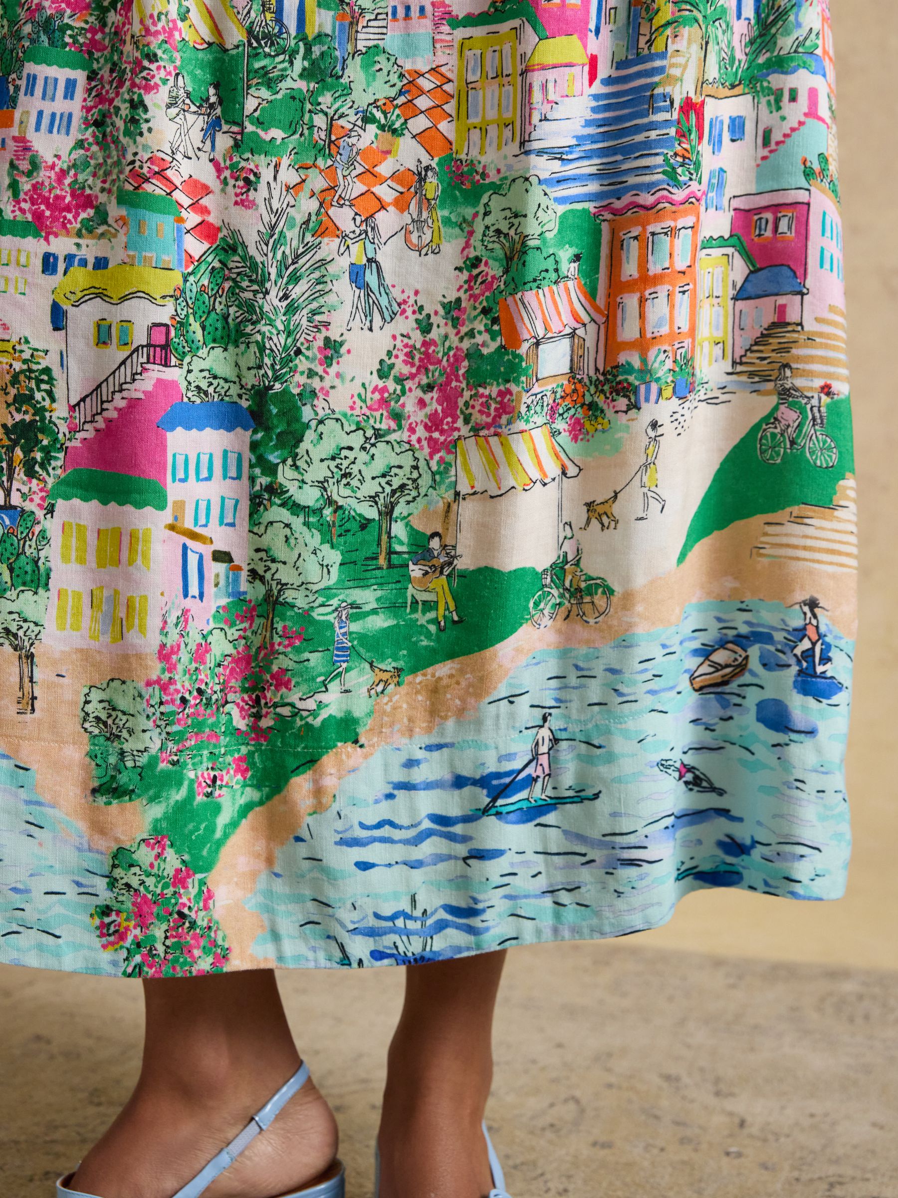 White Fiesta Scene Placement Midi Skirt - Image 4 of 9