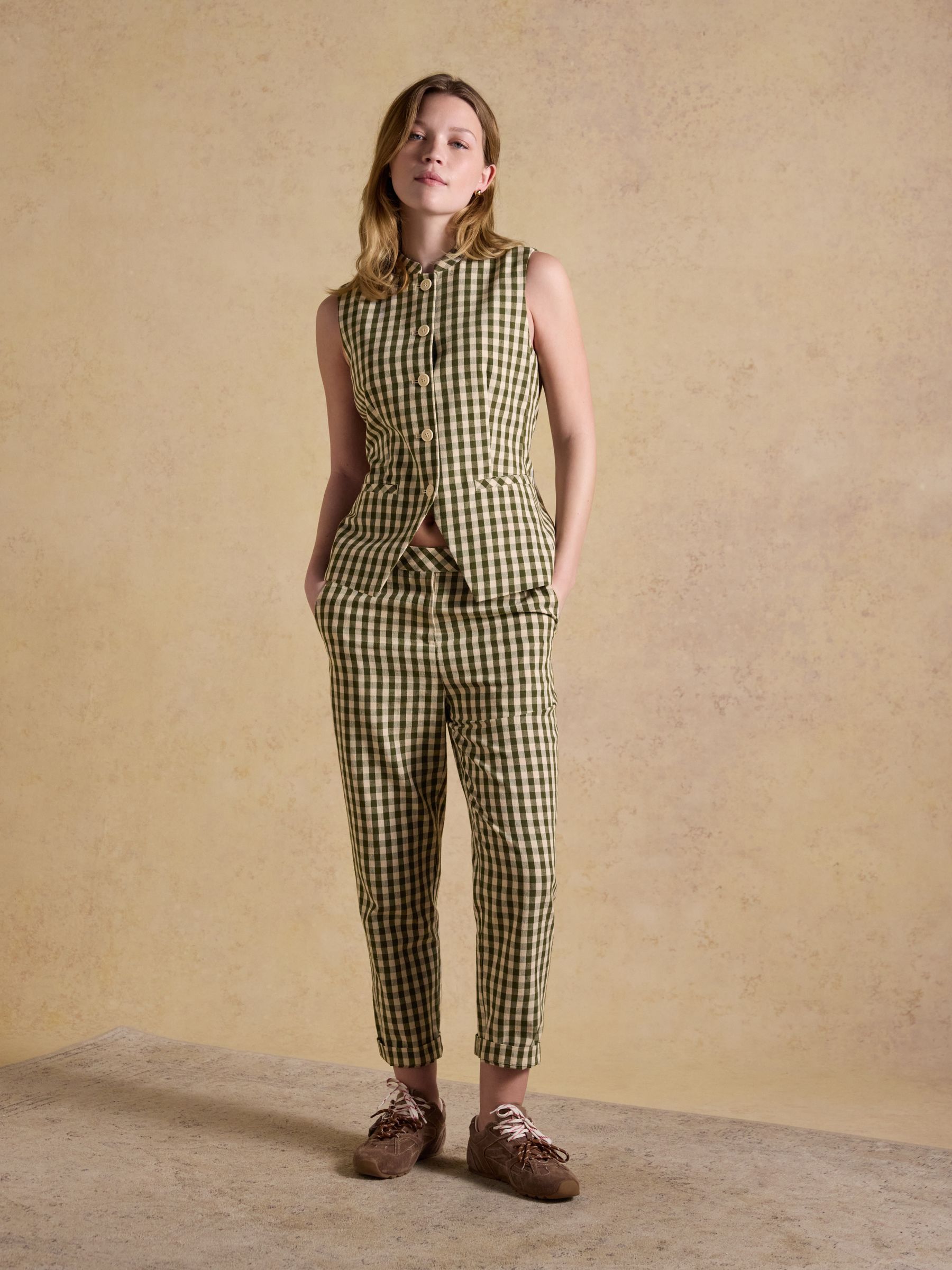 Ada Green Gingham Tailored Cropped Trousers - Image 10 of 11