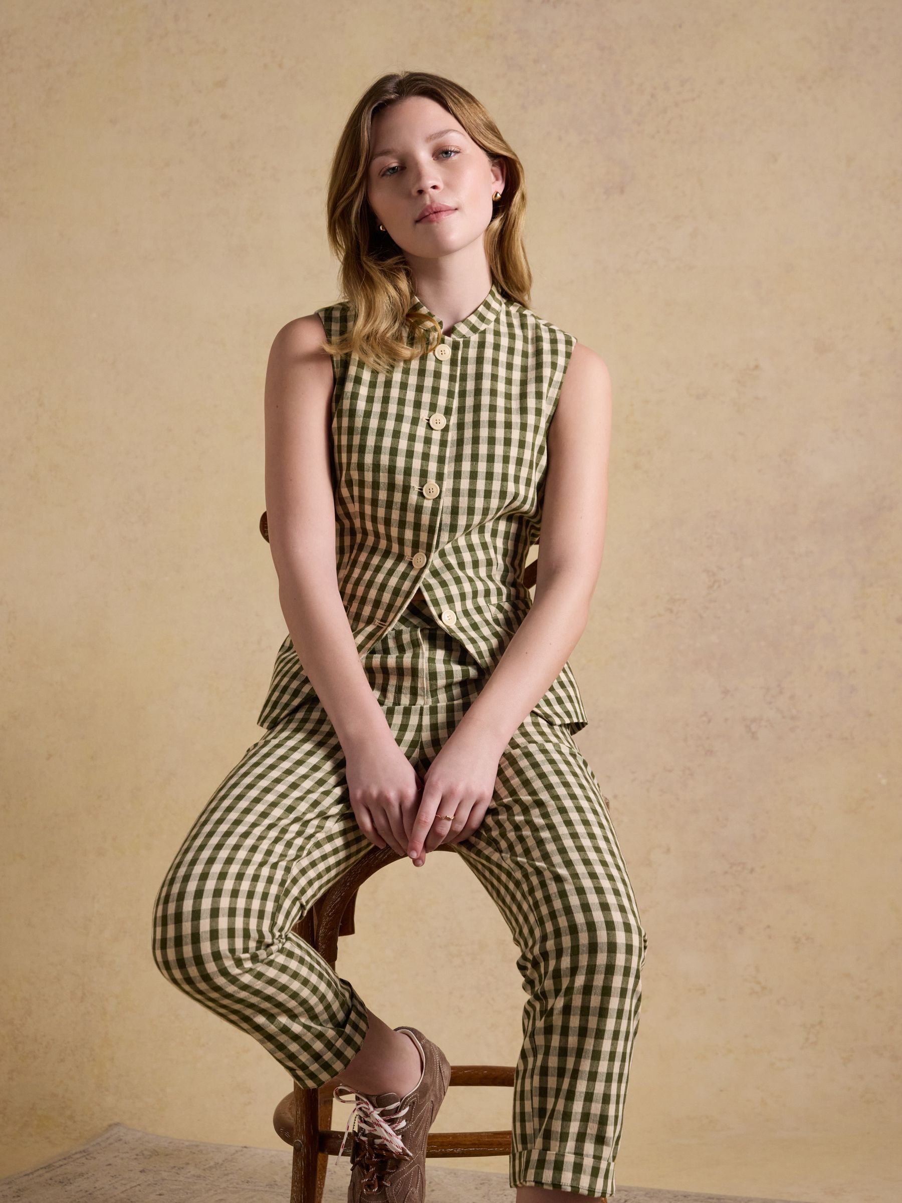 Green Ada Gingham Tailored Trousers - Image 3 of 8