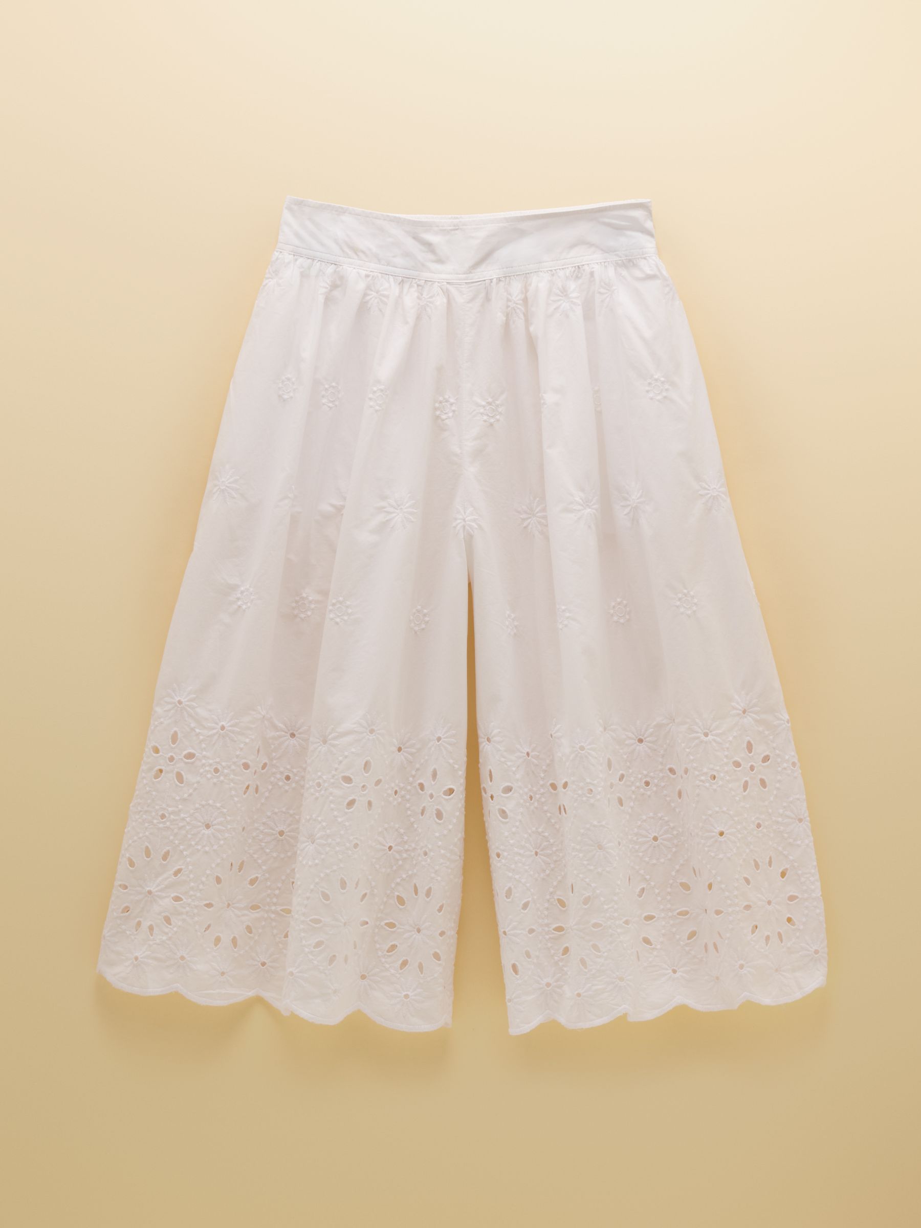 White Broderie Cropped Wide Leg Culottes - Image 10 of 10