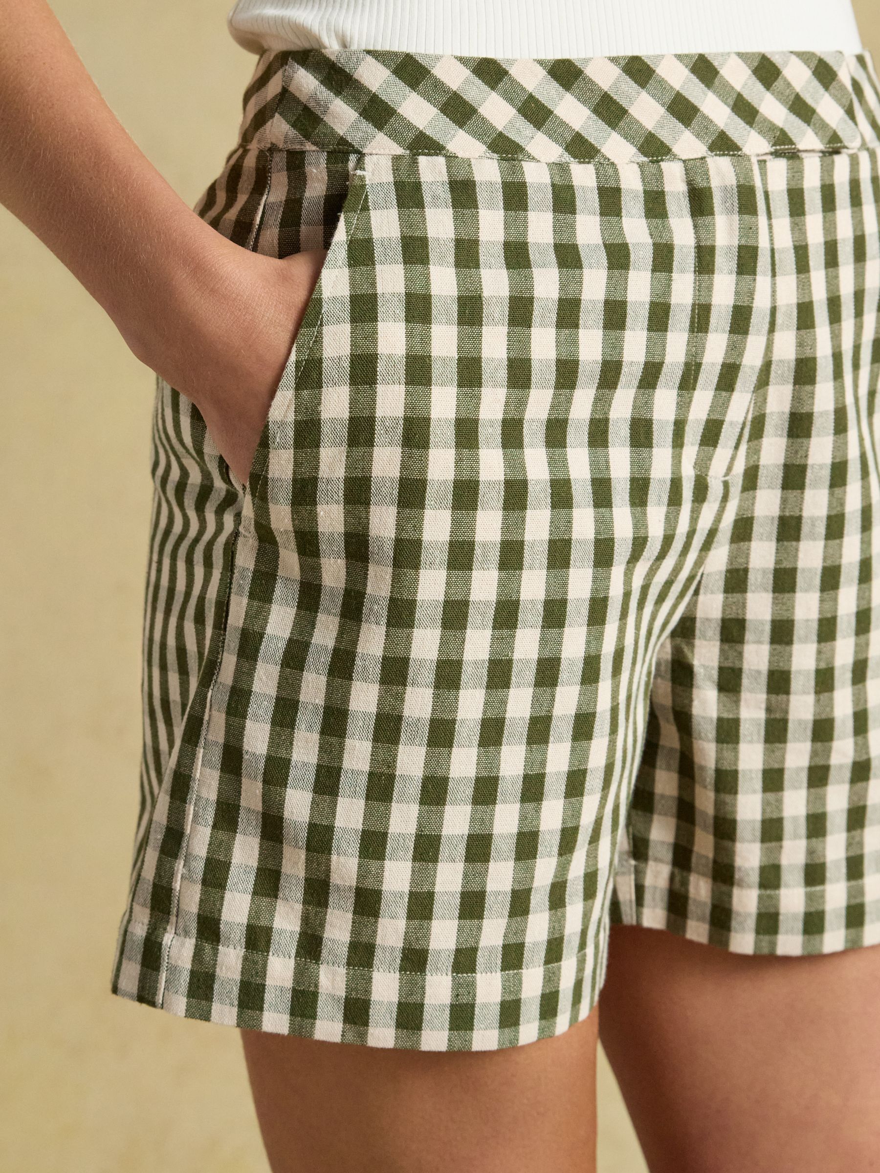 Green Gingham Tailored Shorts - Image 3 of 7