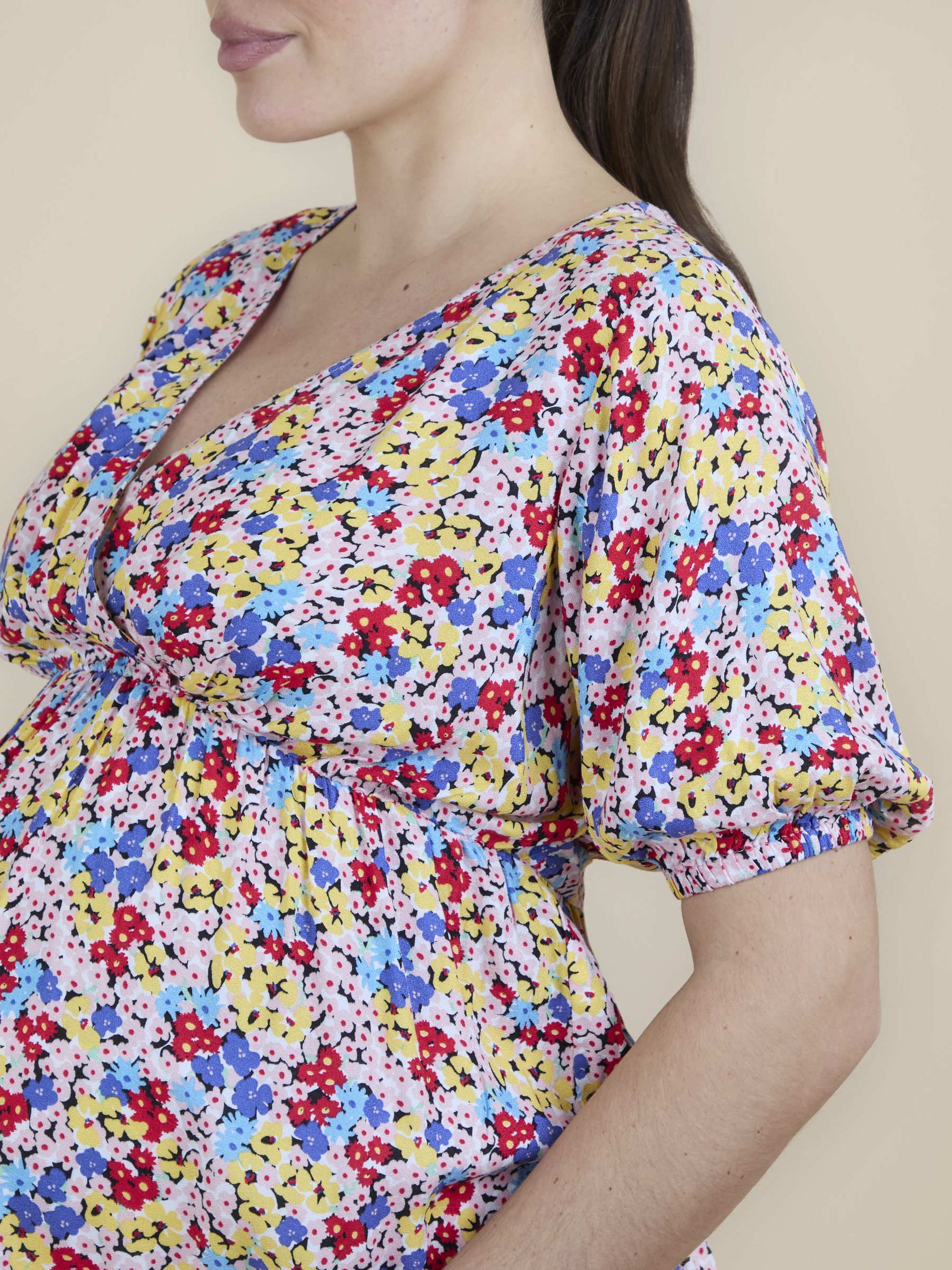 Multi Colour Floral Maternity Wrap Blouse - Image 4 of 4