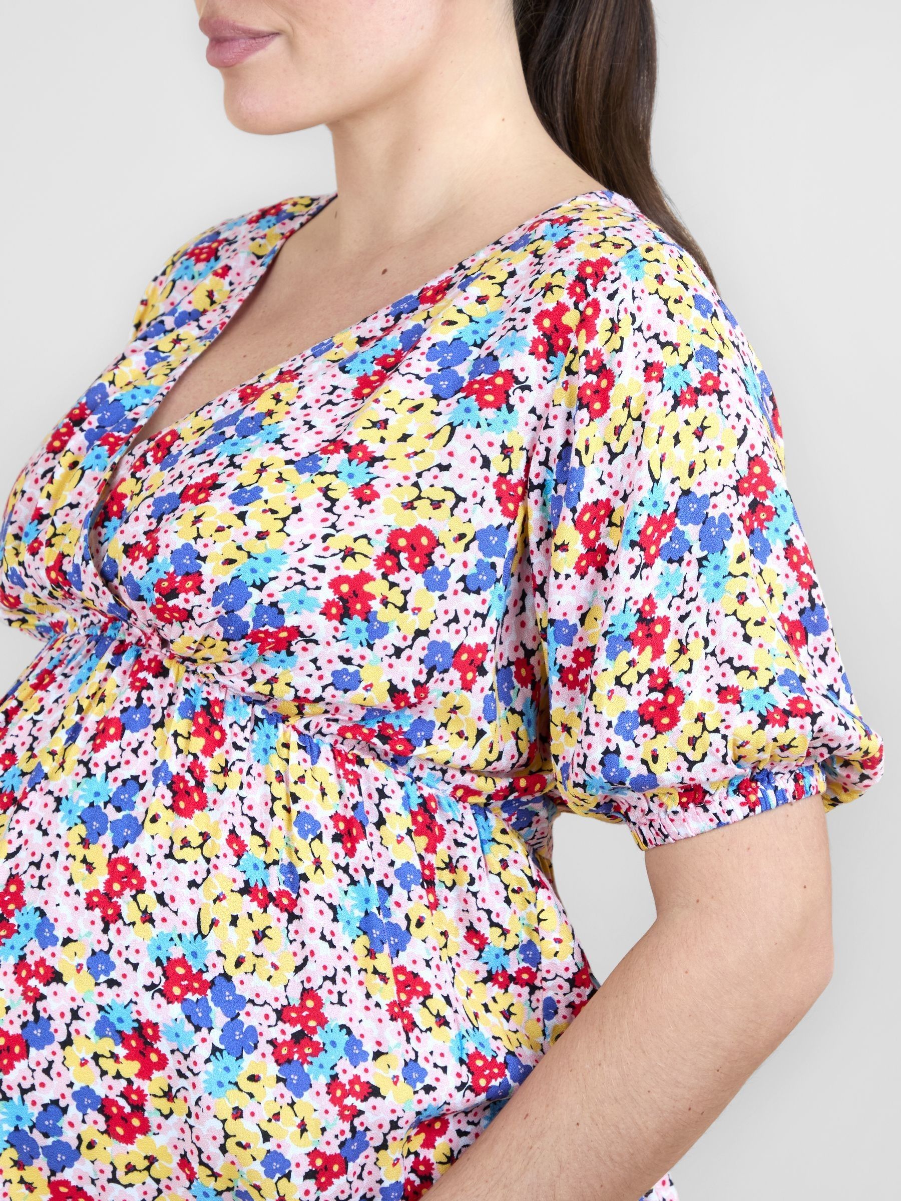 Multi Colour Floral Maternity Wrap Blouse - Image 5 of 5