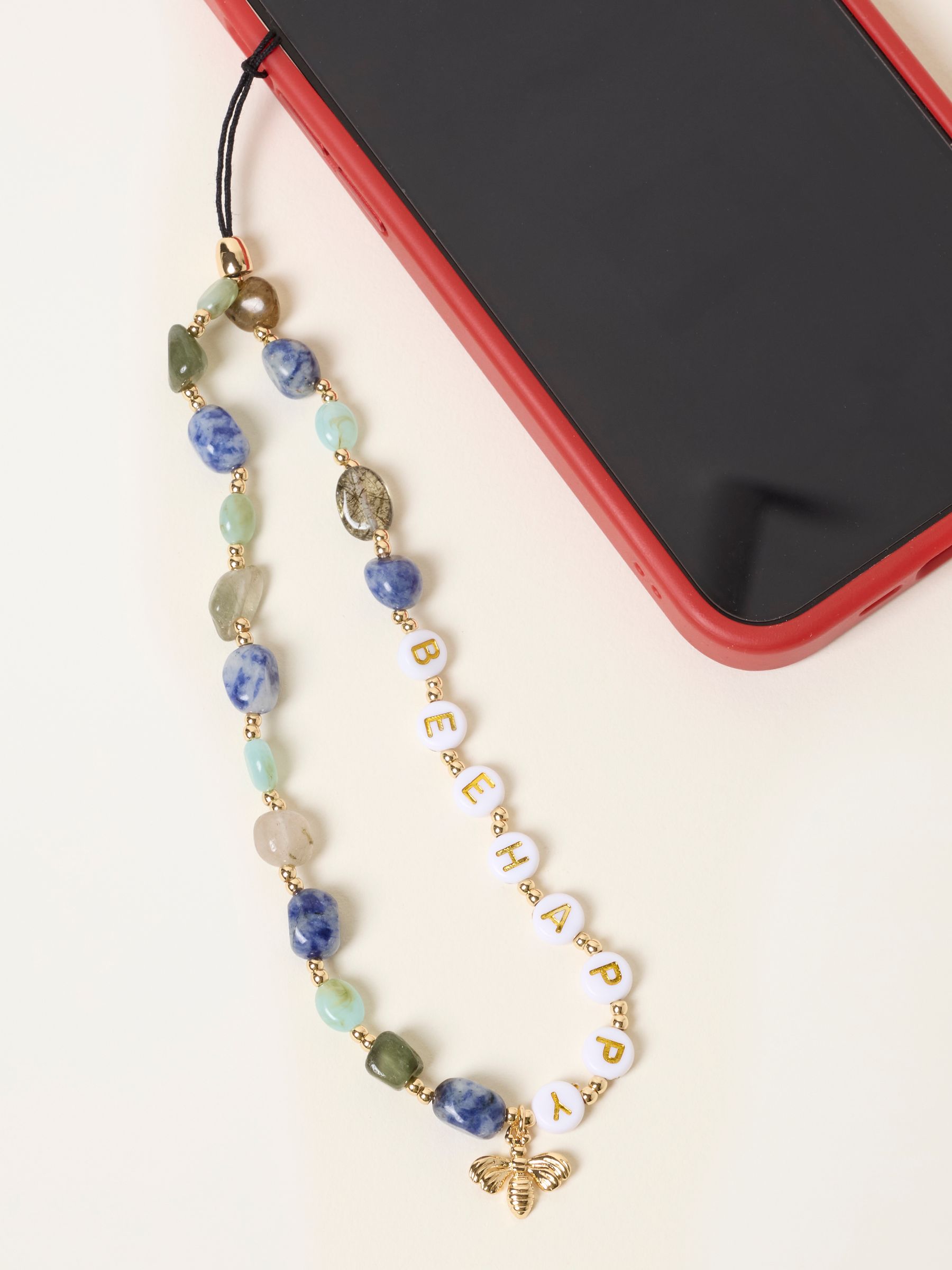 Navy Bee Happy Beaded Phone Charm - Image 1 of 2