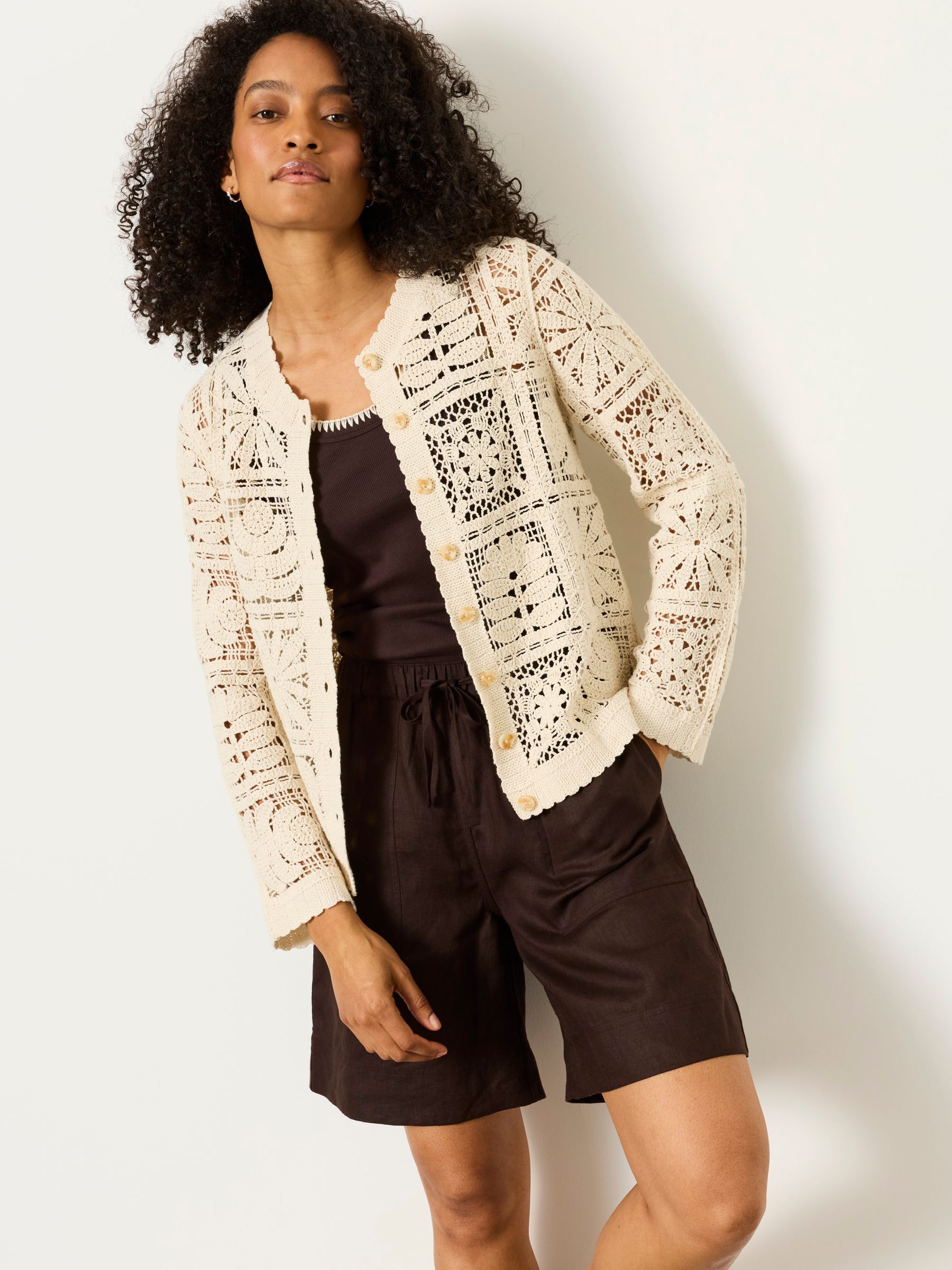Daisy Natural Crochet Cardigan - Image 1 of 6 Daisy Natural Crochet Cardigan - Image 1 of 6
