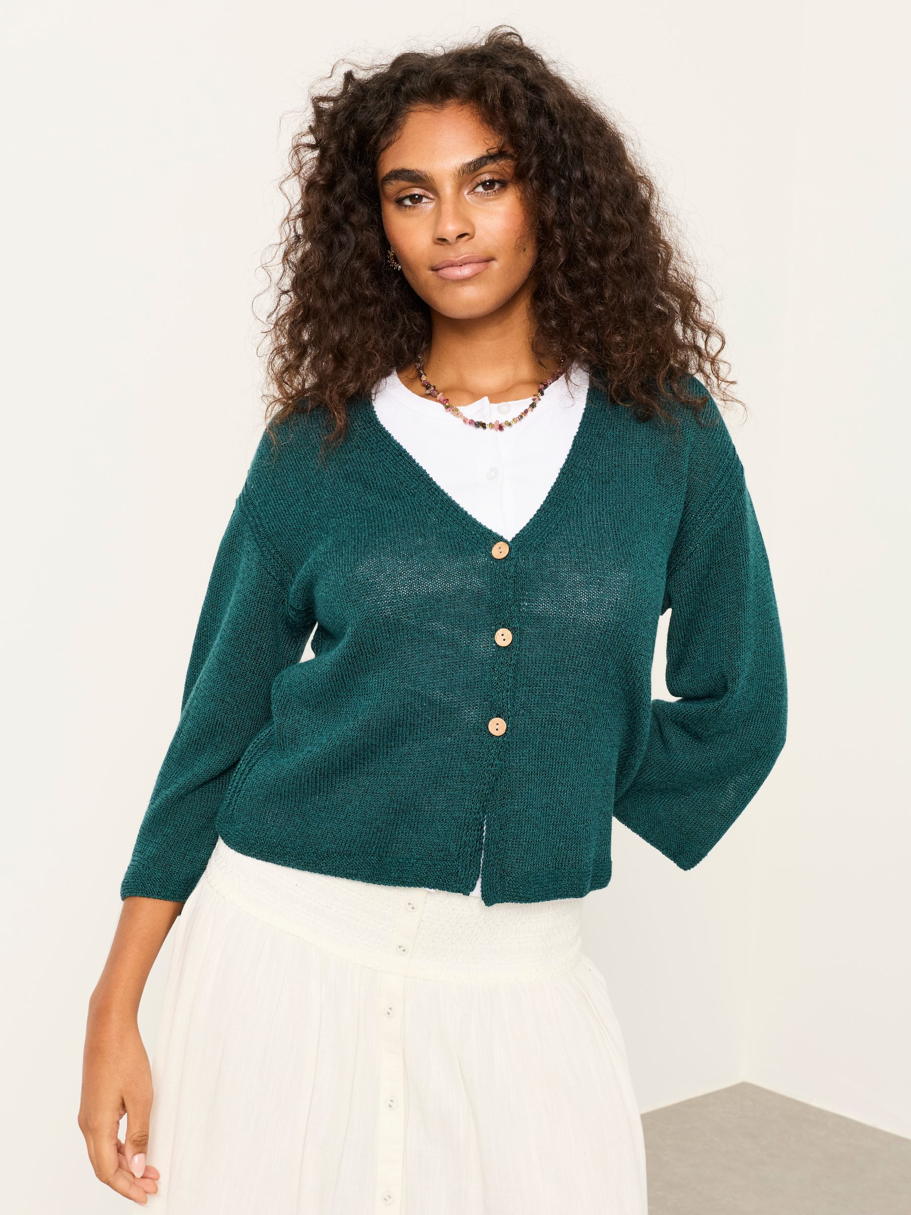 Bree Teal Blue Knitted Cardigan | FatFace USA