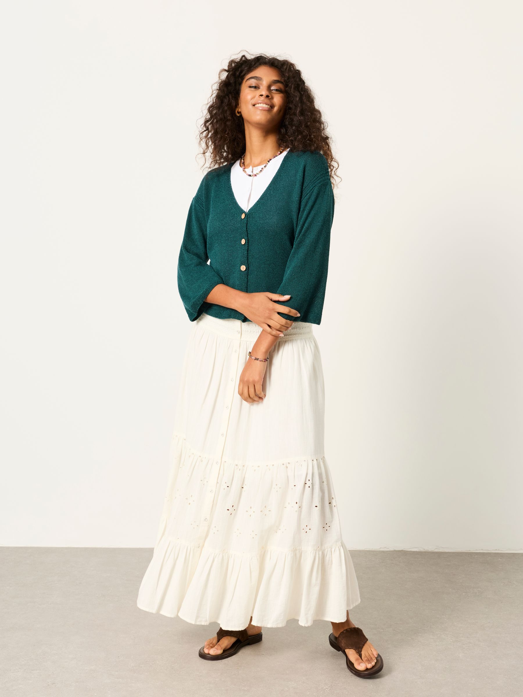 Bree Teal Blue Knitted Cardigan | FatFace USA